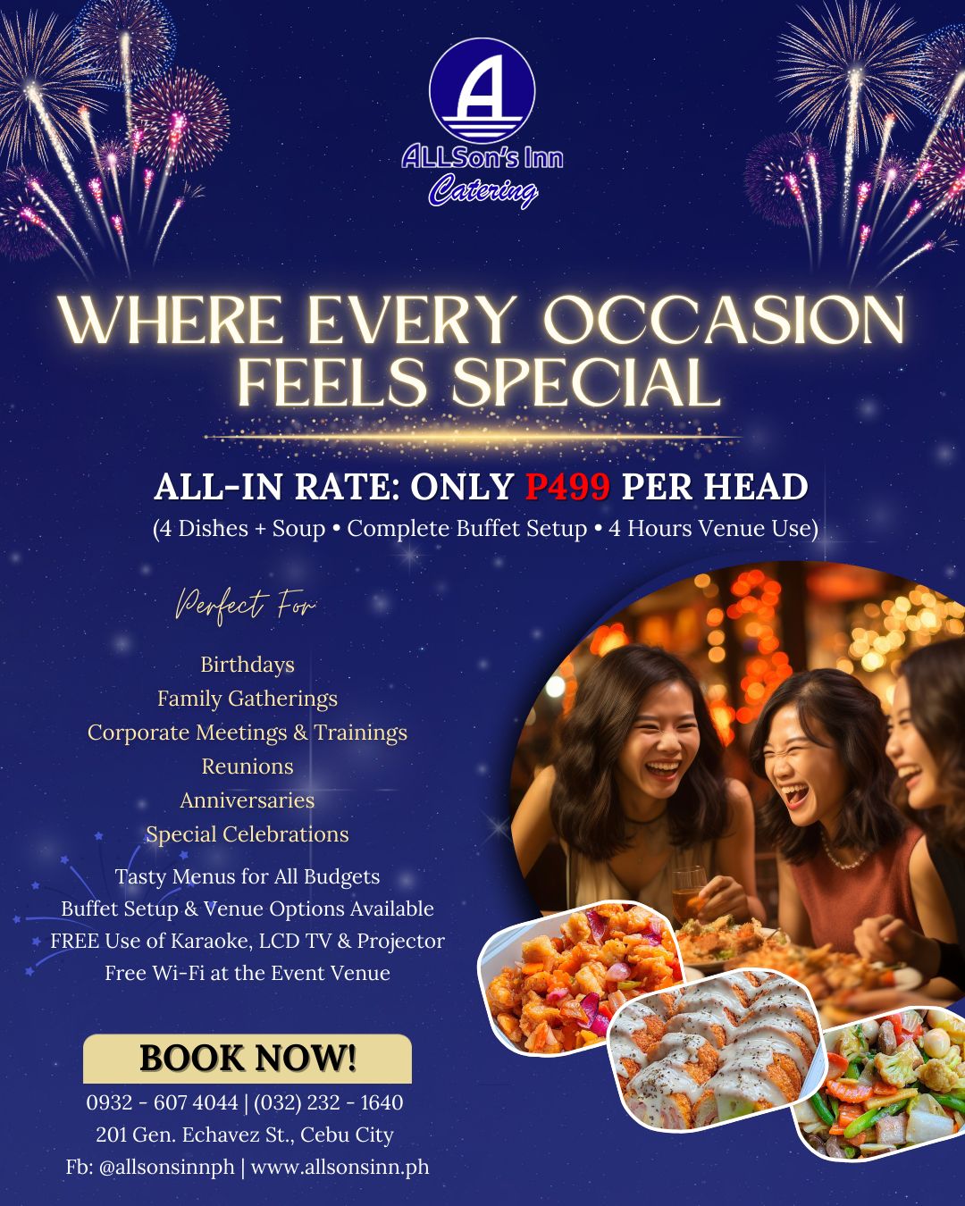 ALLSon's Inn Facebook ad: Where every occasion feels special.