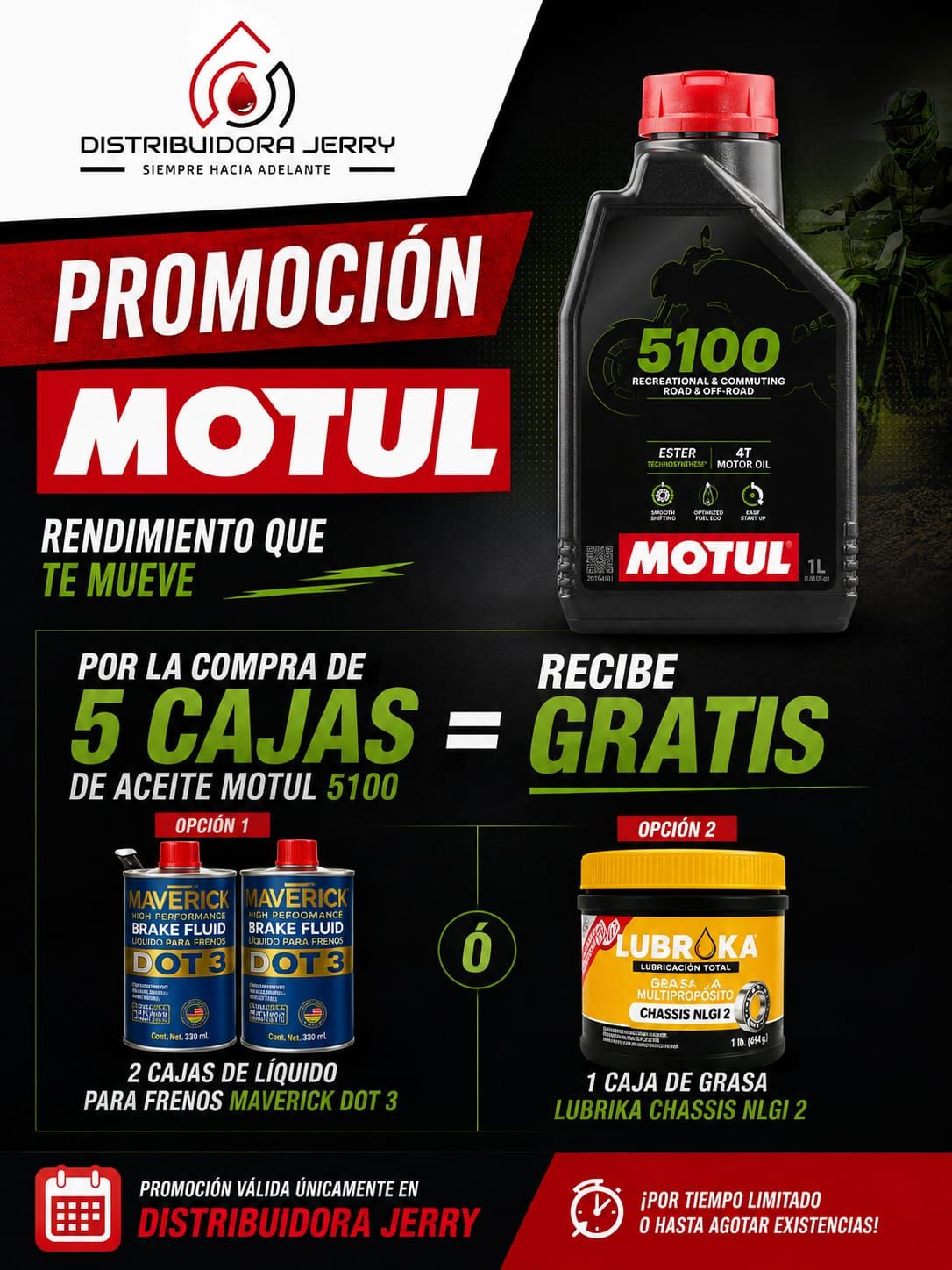 Distribuidora Jerry Facebook ad: ¡PROMOCIÓN MOTUL 5100 EN DISTRIBUIDORA JERRY!