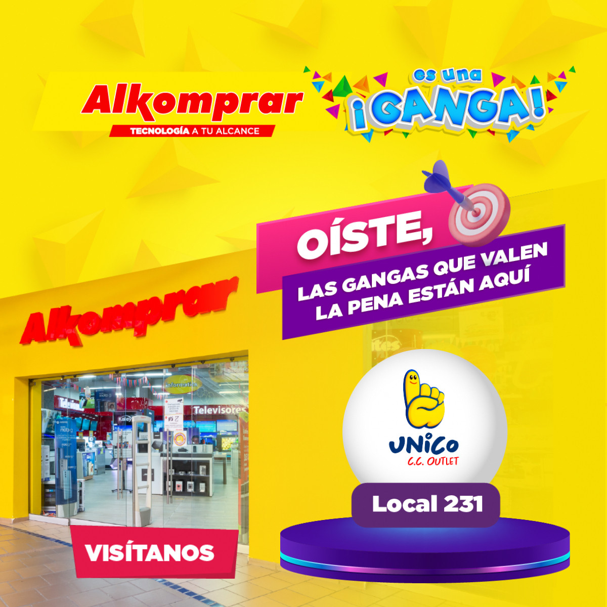 Alkomprar Facebook ad: ¡Te esperamos en el C.C. Único!