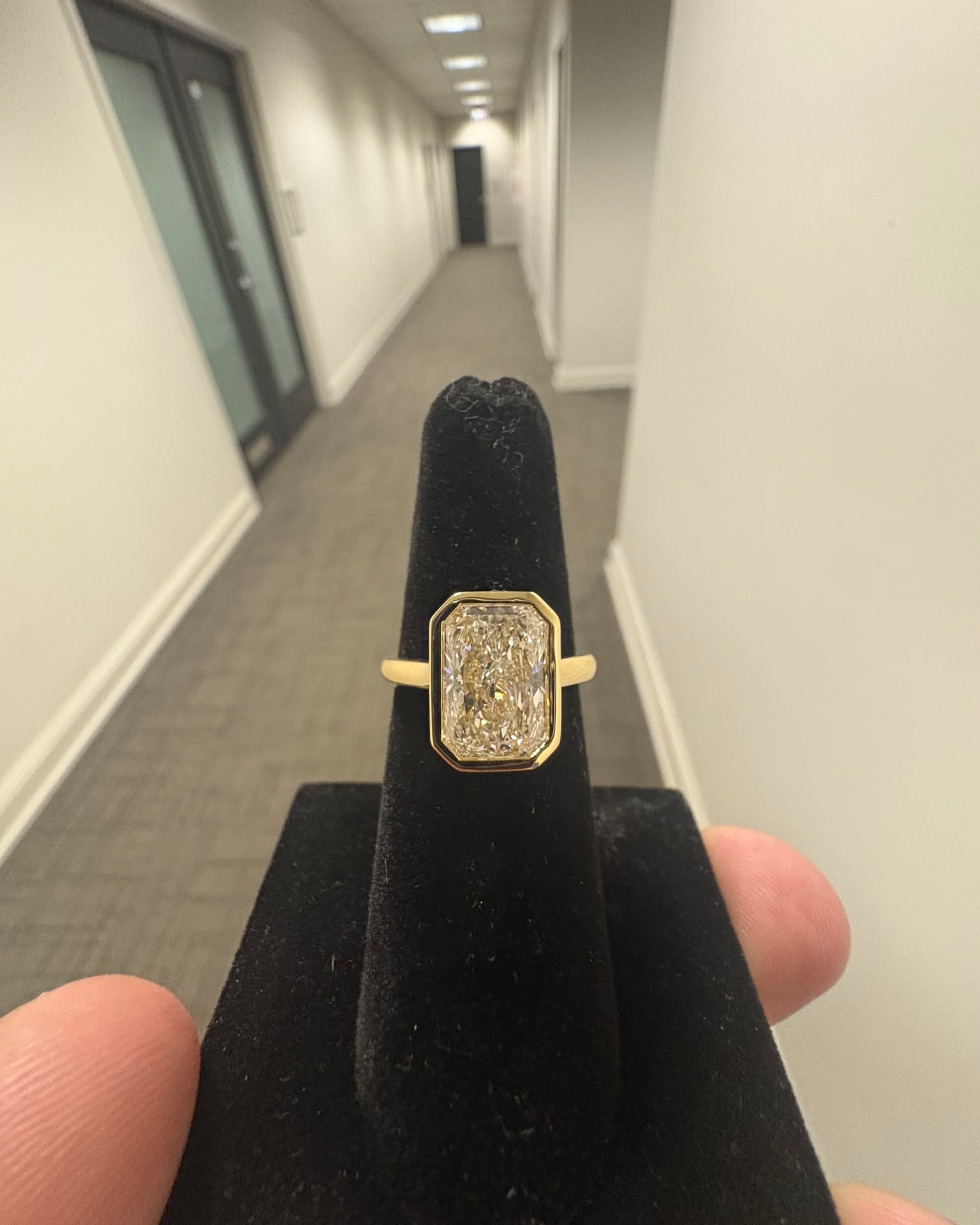 Jacob Louis Facebook ad: Radiant Lab Grown Diamond Engagement Ring Bezel Set - 14KY…