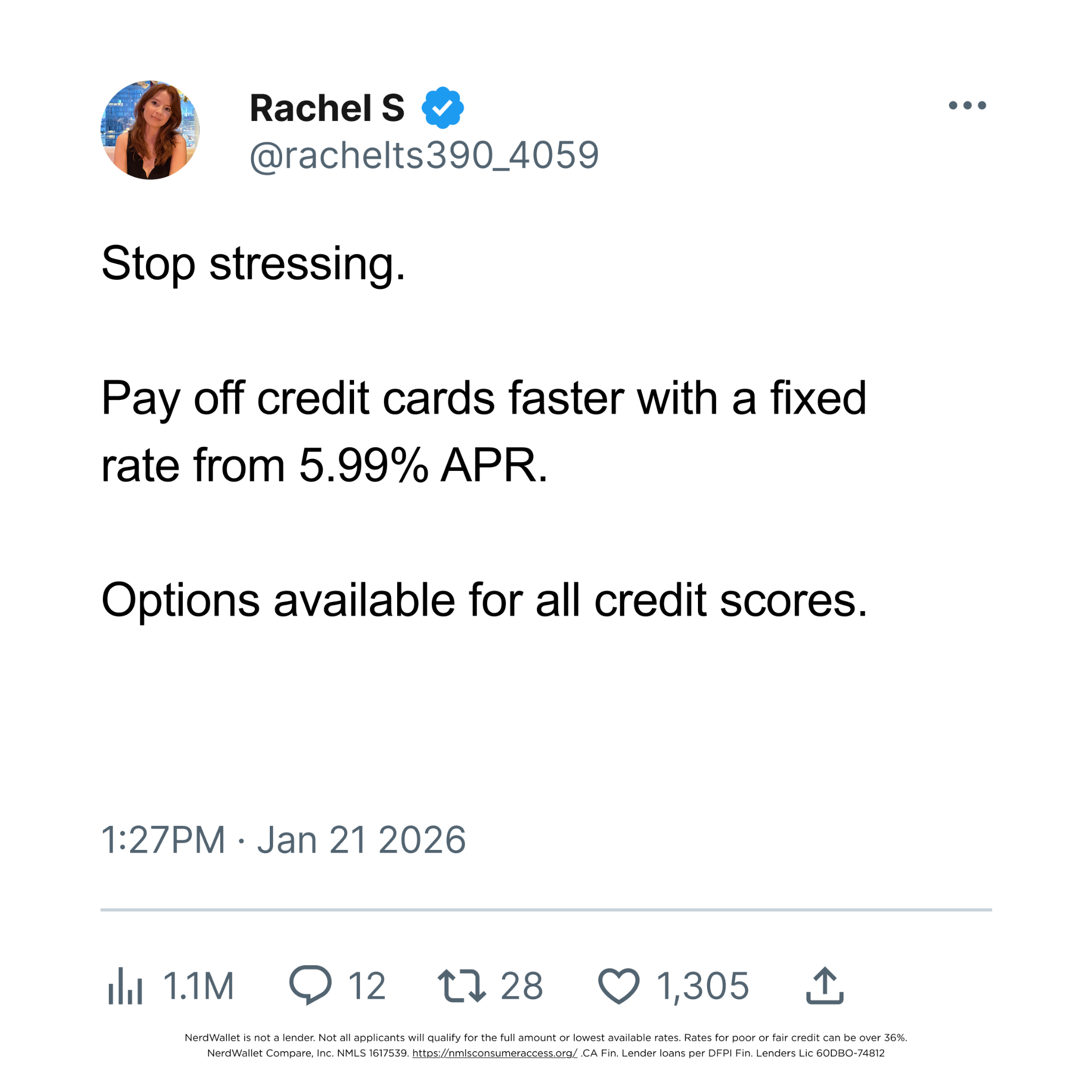 NerdWallet Facebook ad