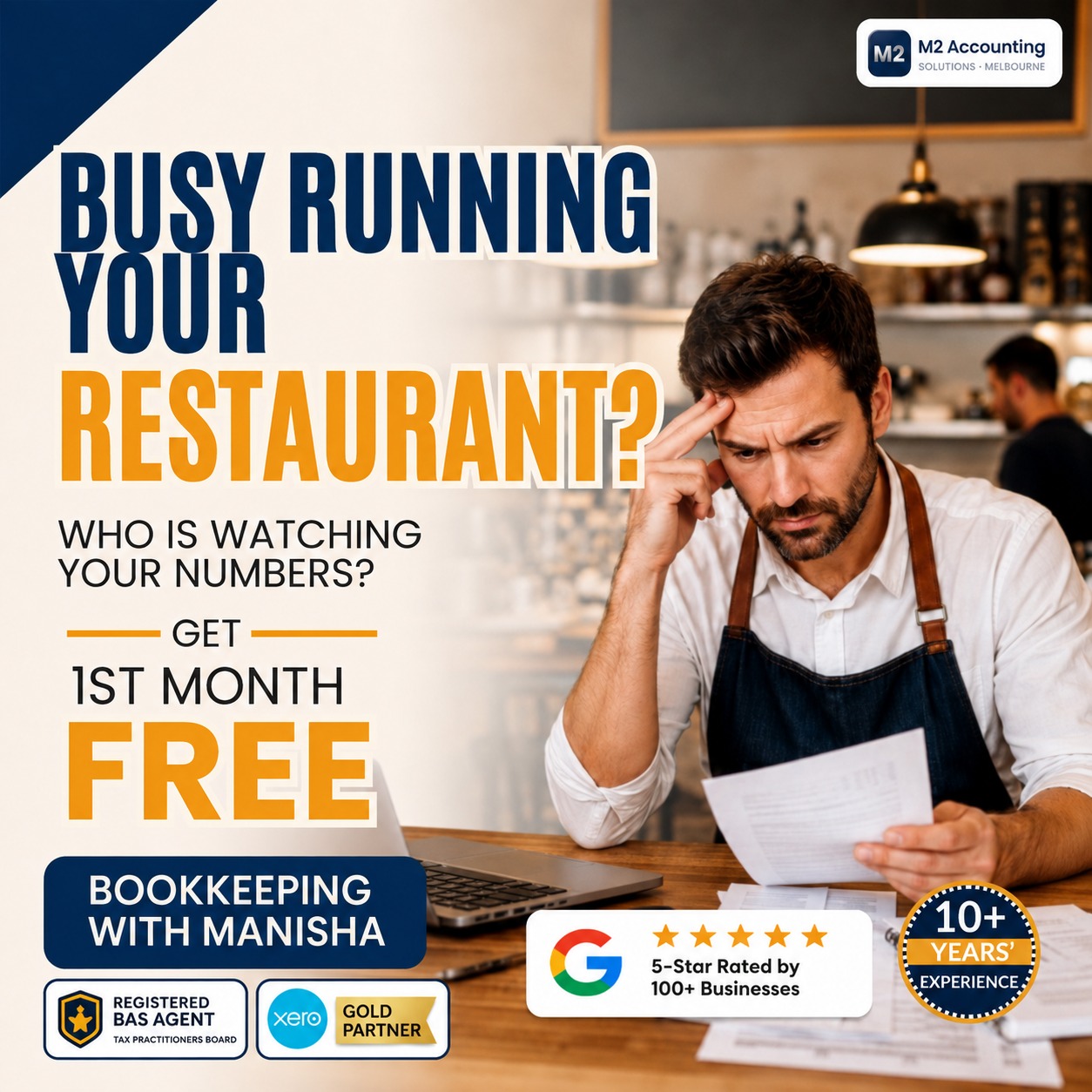 M2 Accounting Solutions Facebook ad: Free Bookkeeping for 1 Month