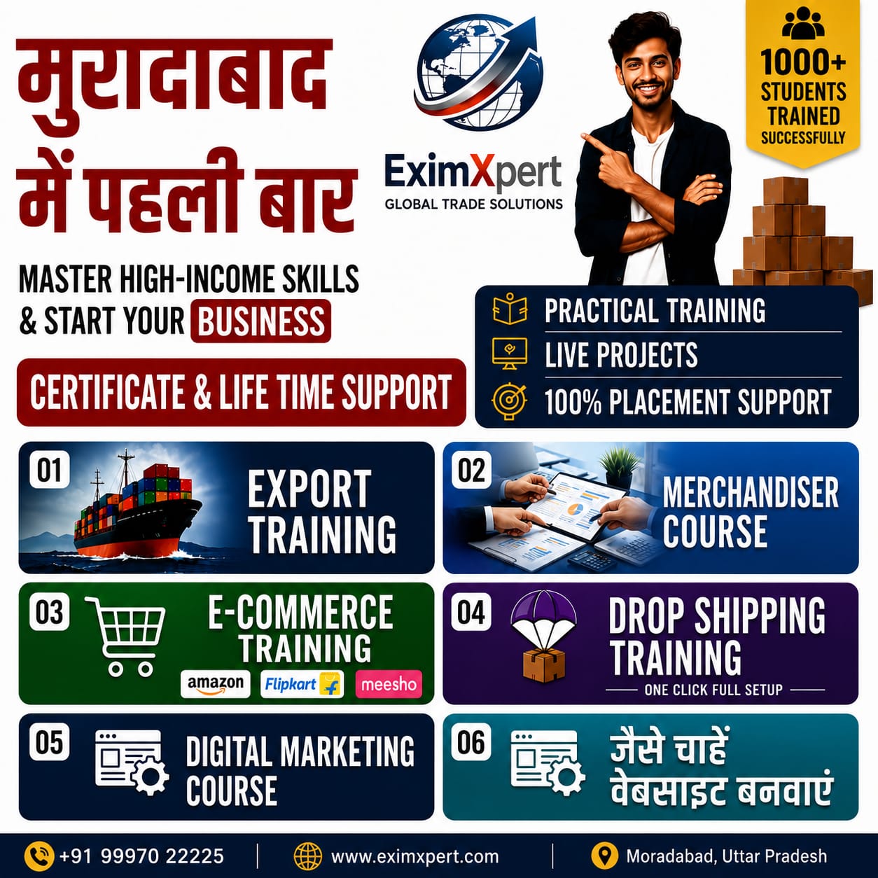 EximXpert Facebook ad: Join 1000+ Students | Moradabad's Best Training Institute…