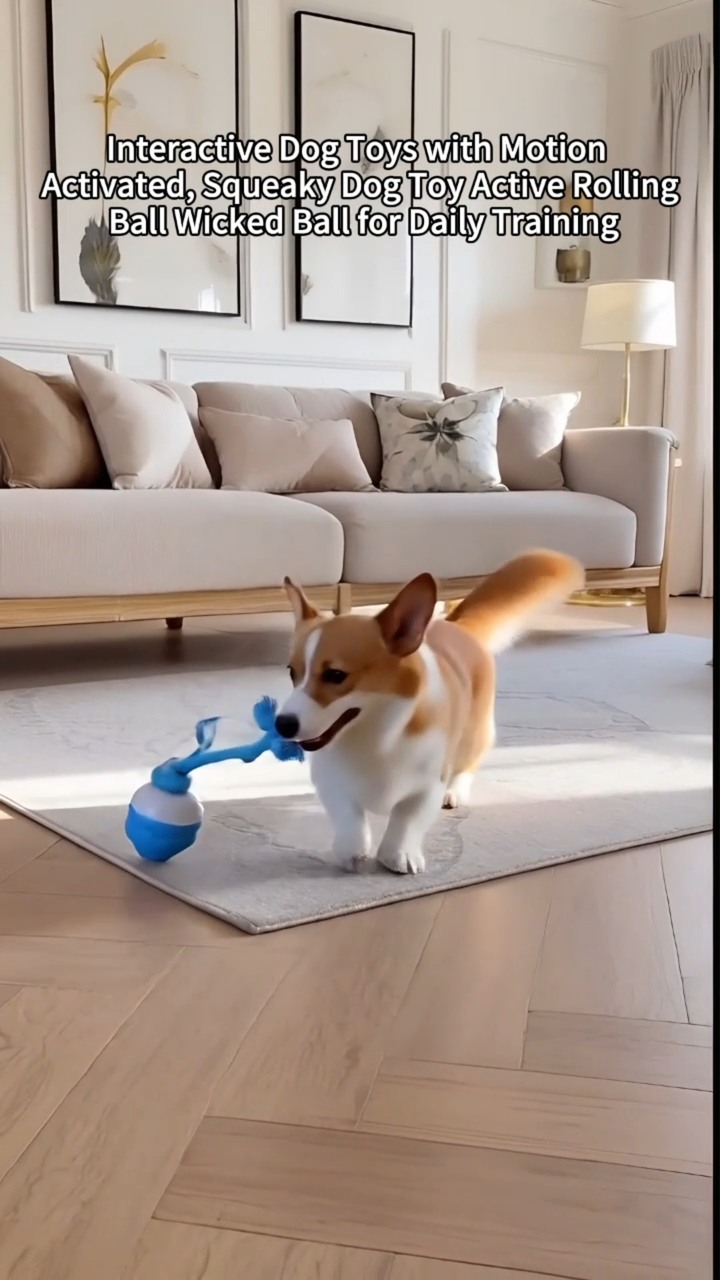 Mindsparkl.33 Facebook ad: Interactive Dog Toys with Motion Activated, Squeaky Dog…