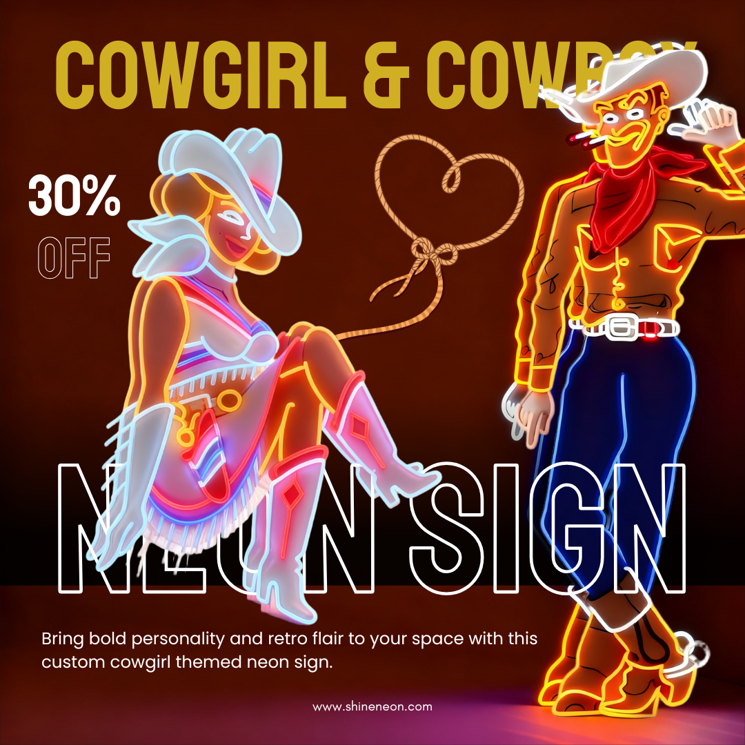 Shineneon Facebook ad: Black Friday Yeehaw, 30% Off Cowgirl Neon Sign