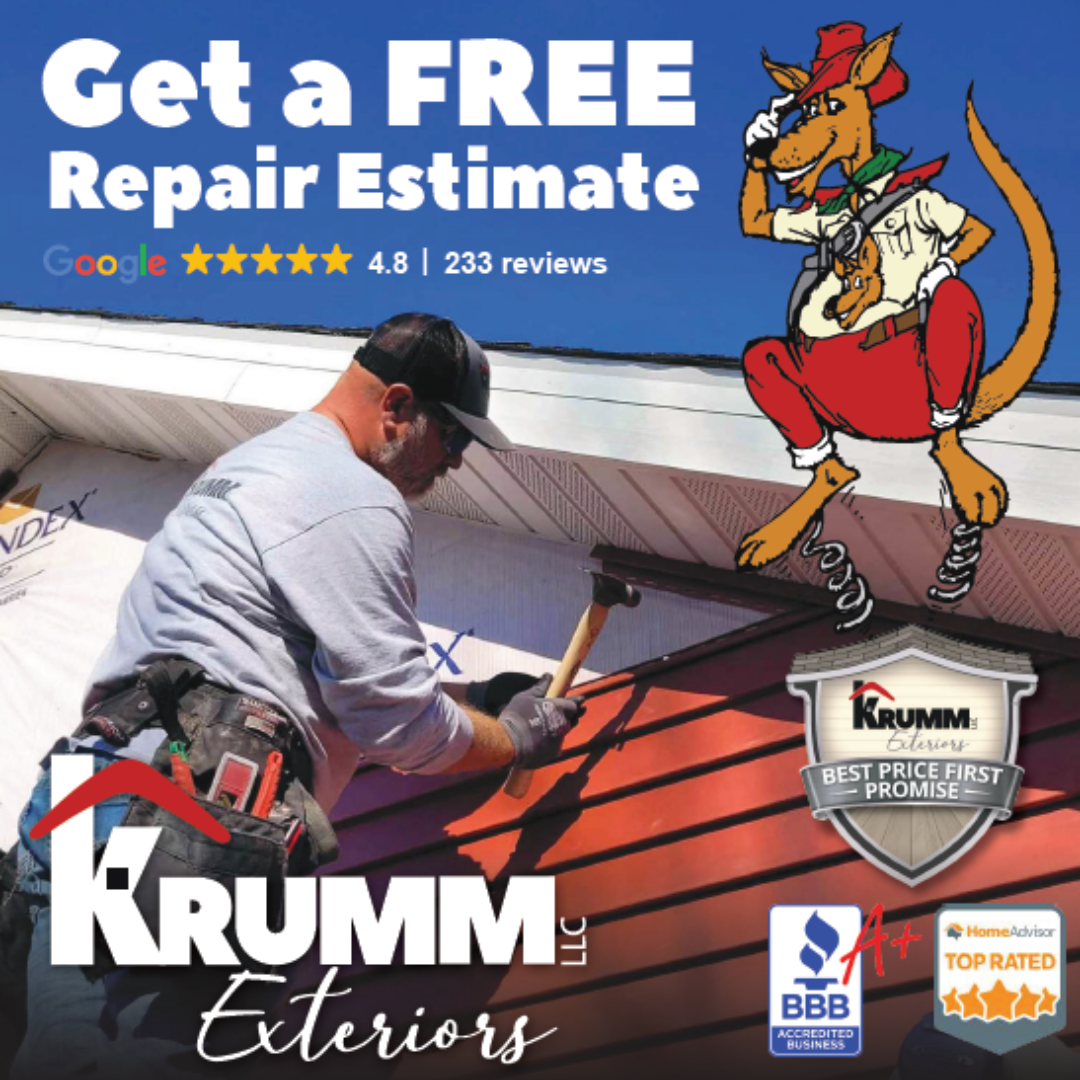 Krumm Exteriors, LLC Facebook ad: Fast & Reliable Exterior Repairs