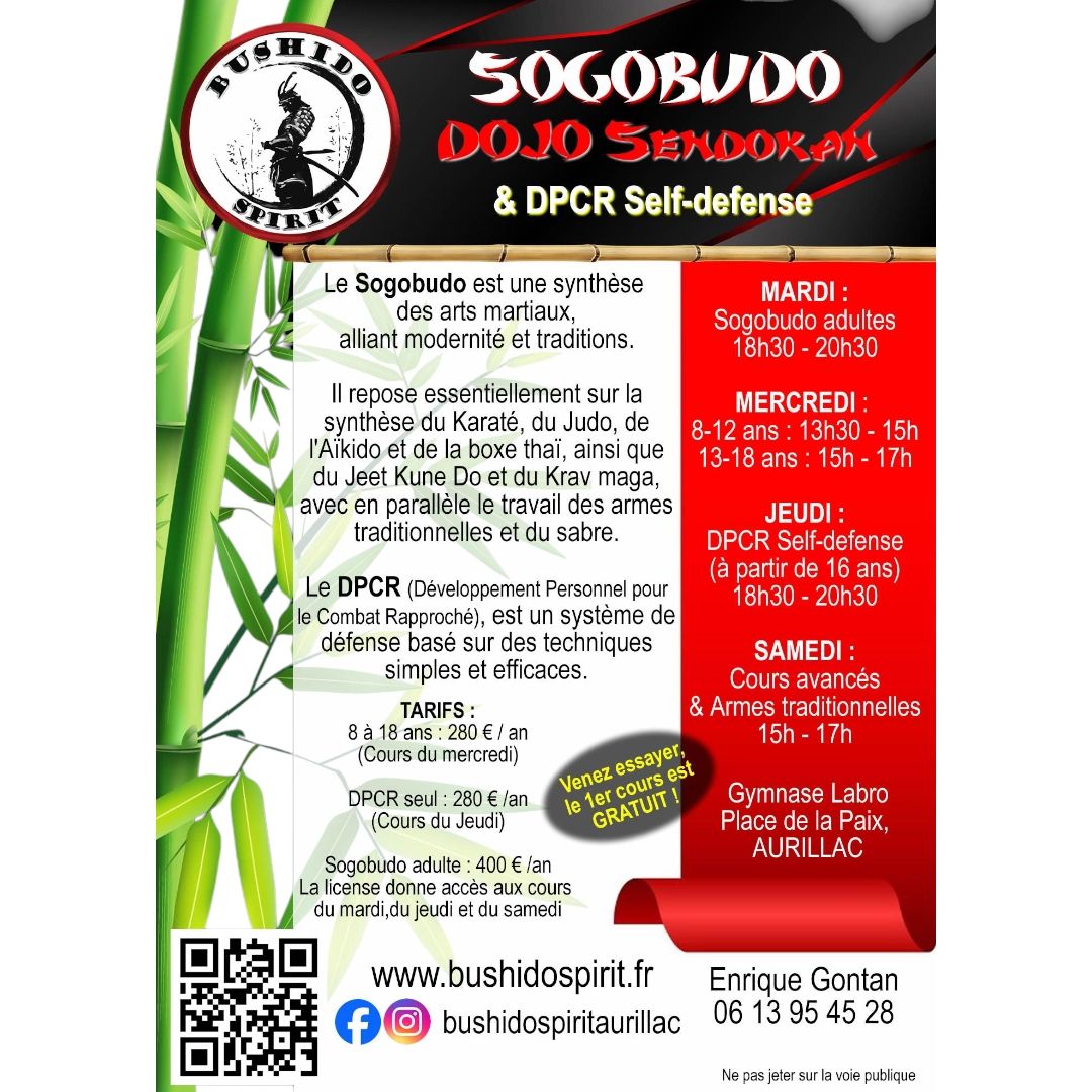 Bushido Spirit Aurillac Facebook ad: Portes Ouvertes et Remise des ceintures
