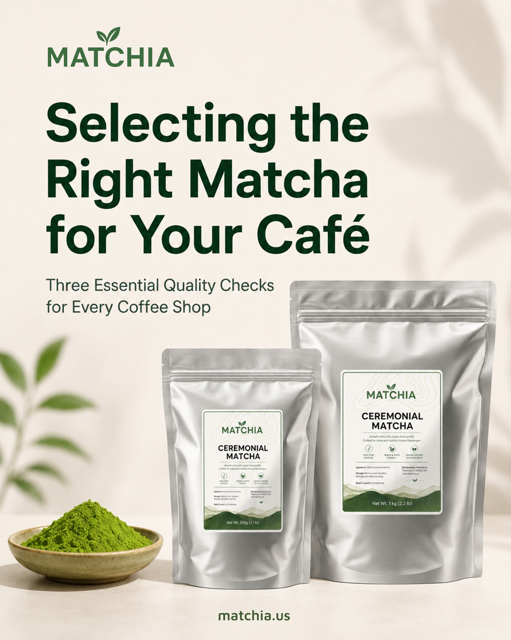Matchia Facebook ad: Not all matcha is made for café service.