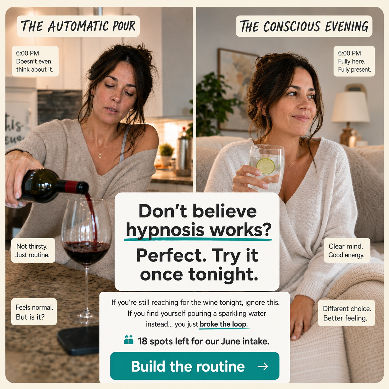Hypnosis to Stop Drinking Facebook ad