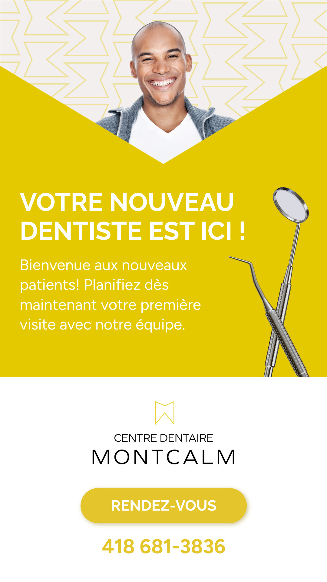 Centre Dentaire Montcalm Facebook ad from Dec 11, 2025