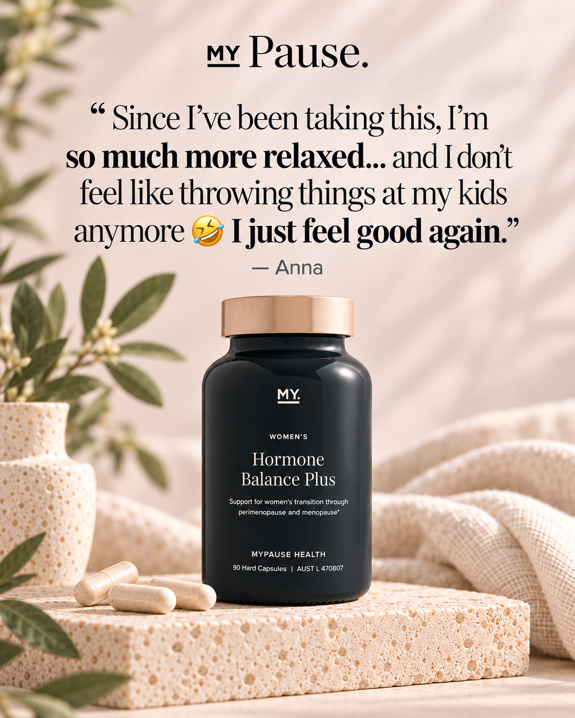 MyPause Health Facebook ad: Natural Support Through Perimenopause