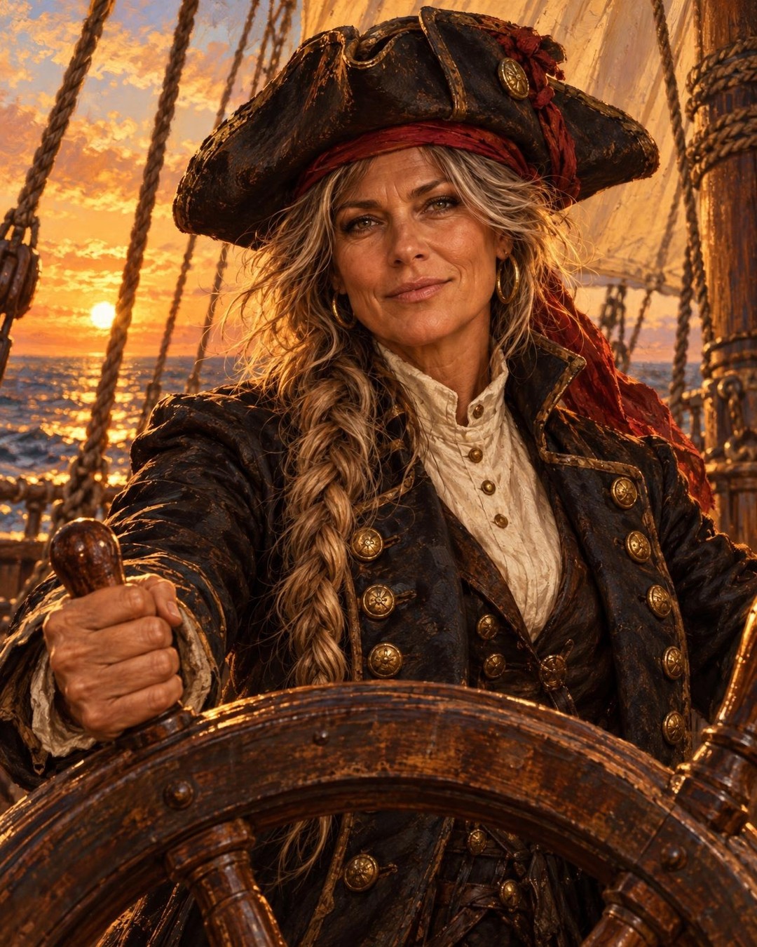 PortraitGift.Com Facebook ad: Captain of Her Own Ship. Painted.