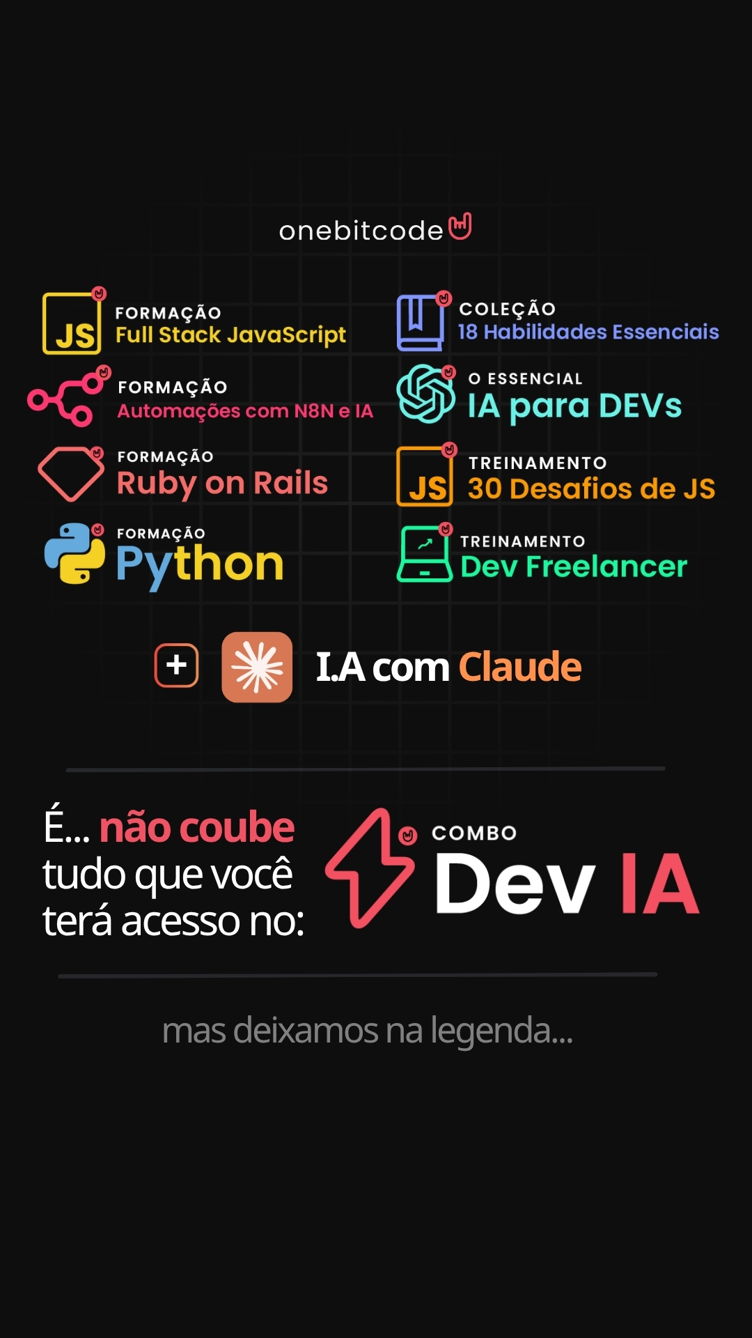One Bit Code Facebook ad: Combo Dev IA OneBitCode