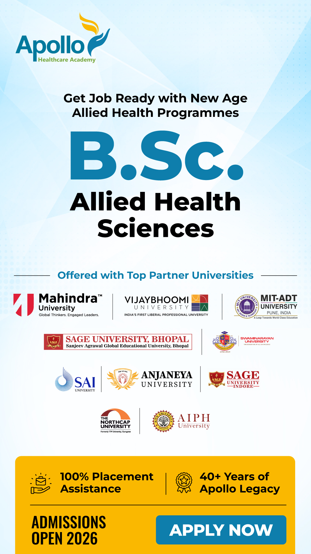 Apollo Healthcare Academy Facebook ad from Feb 25, 2026
