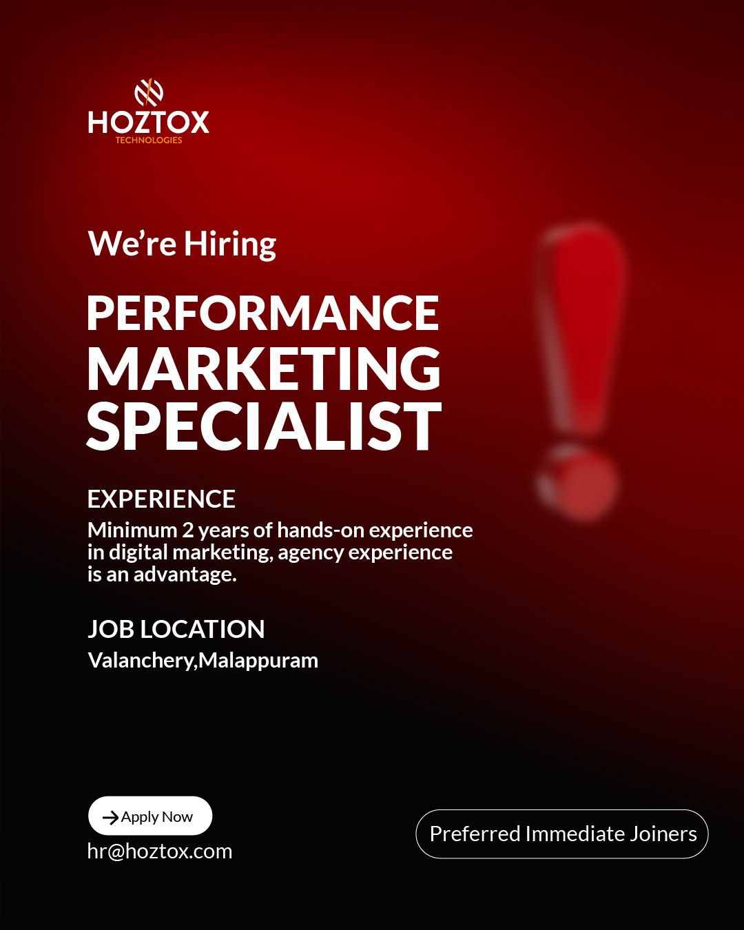 Hoztox Technologies Facebook ad: We’re Hiring! Join Our Digital Growth Team