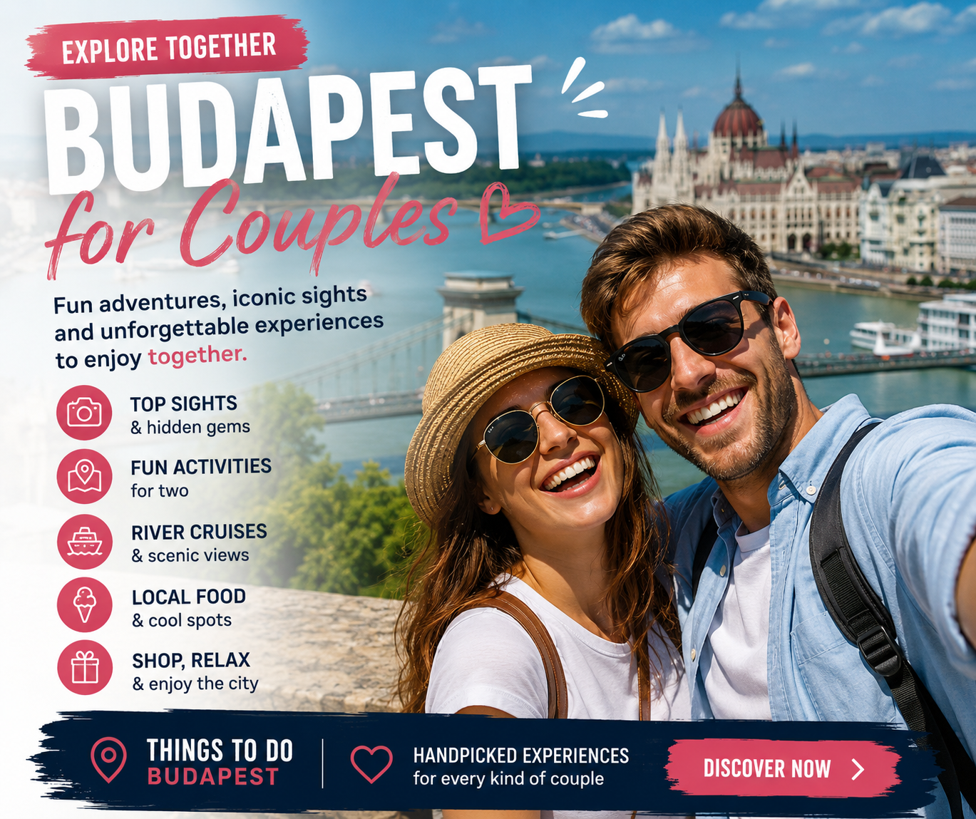 Things To Do in Budapest Facebook ad: Discover together
