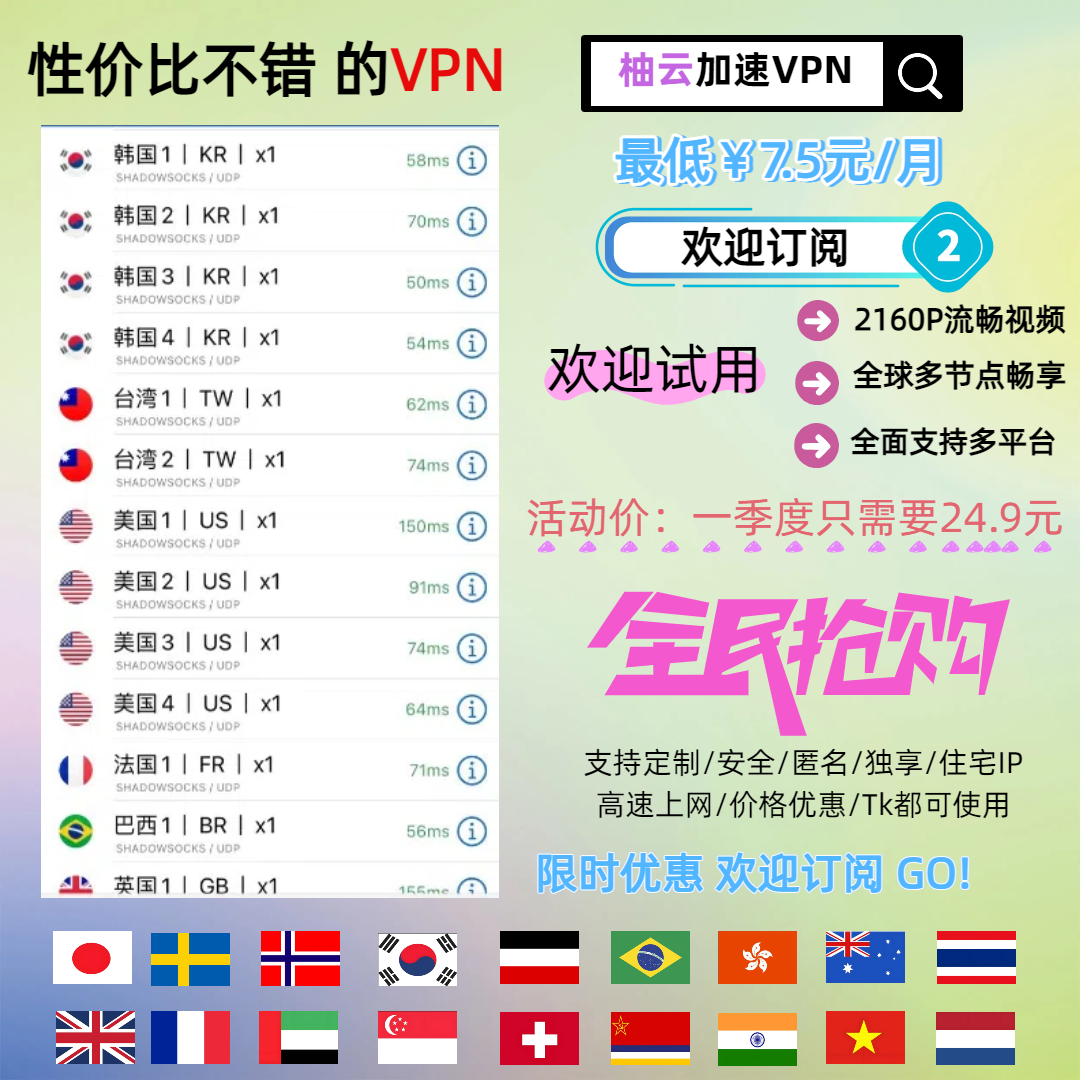 柚云vpn高速节点 Facebook ad from Aug 22, 2025