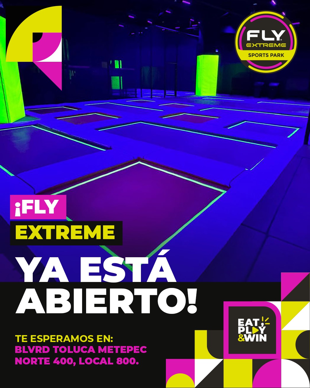 Fly Extreme Sports Park Facebook ad: ¡Las puertas de Fly Extreme Sports Park ya…