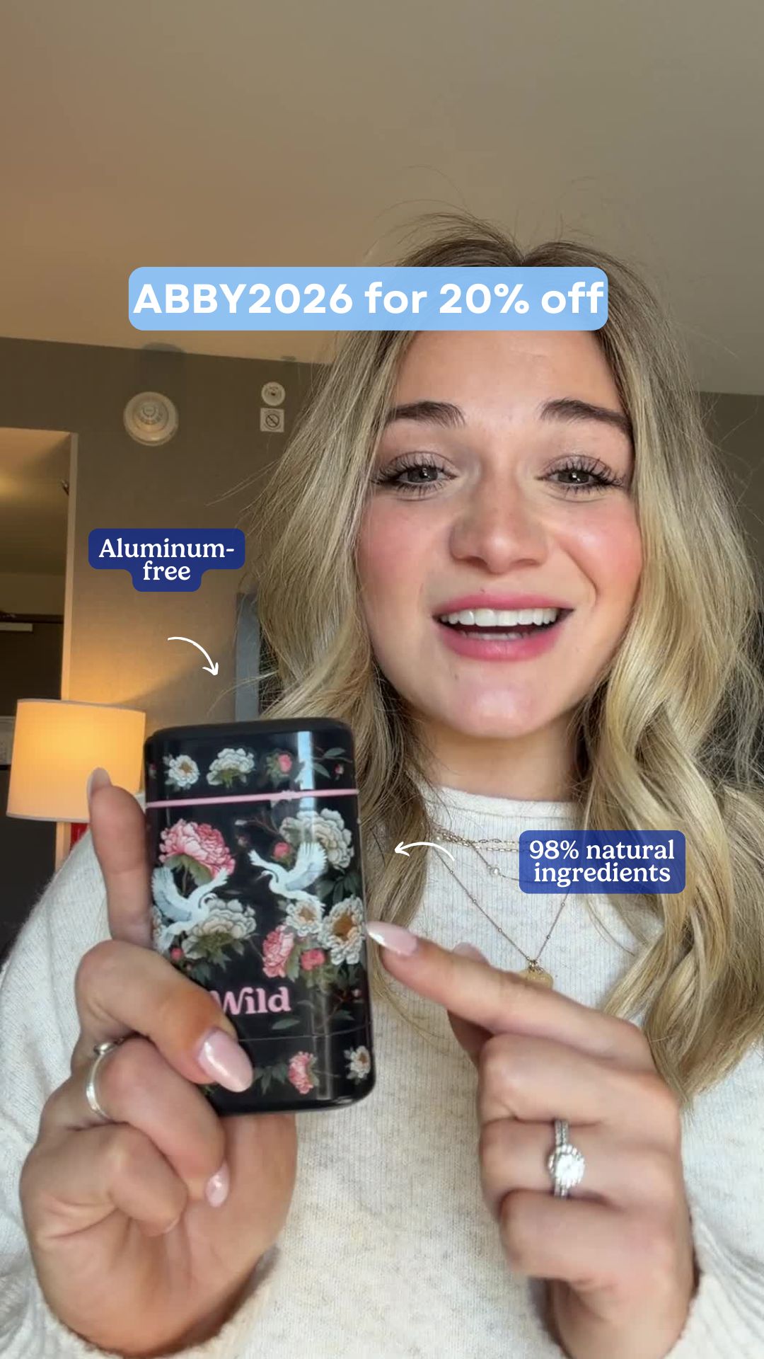 Wild Facebook ad: Get 20% off all Wild products with code ABBY2026