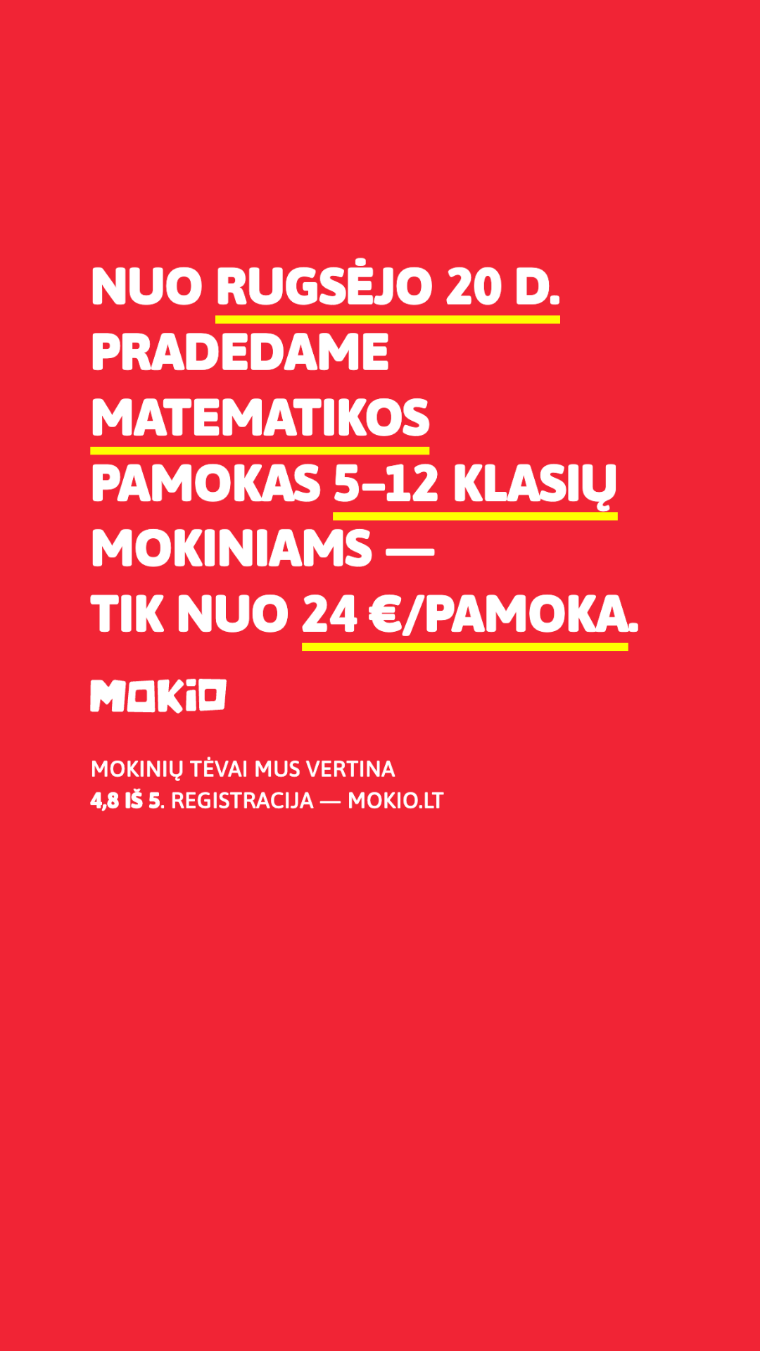 MOKIO Facebook ad: Matematikos pamokos nuo 24 €