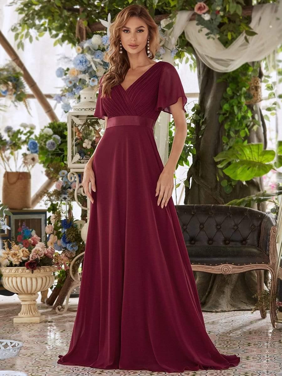 Ever-Pretty.com Facebook ad: Burgundy dresses made for every autumn RSVP.