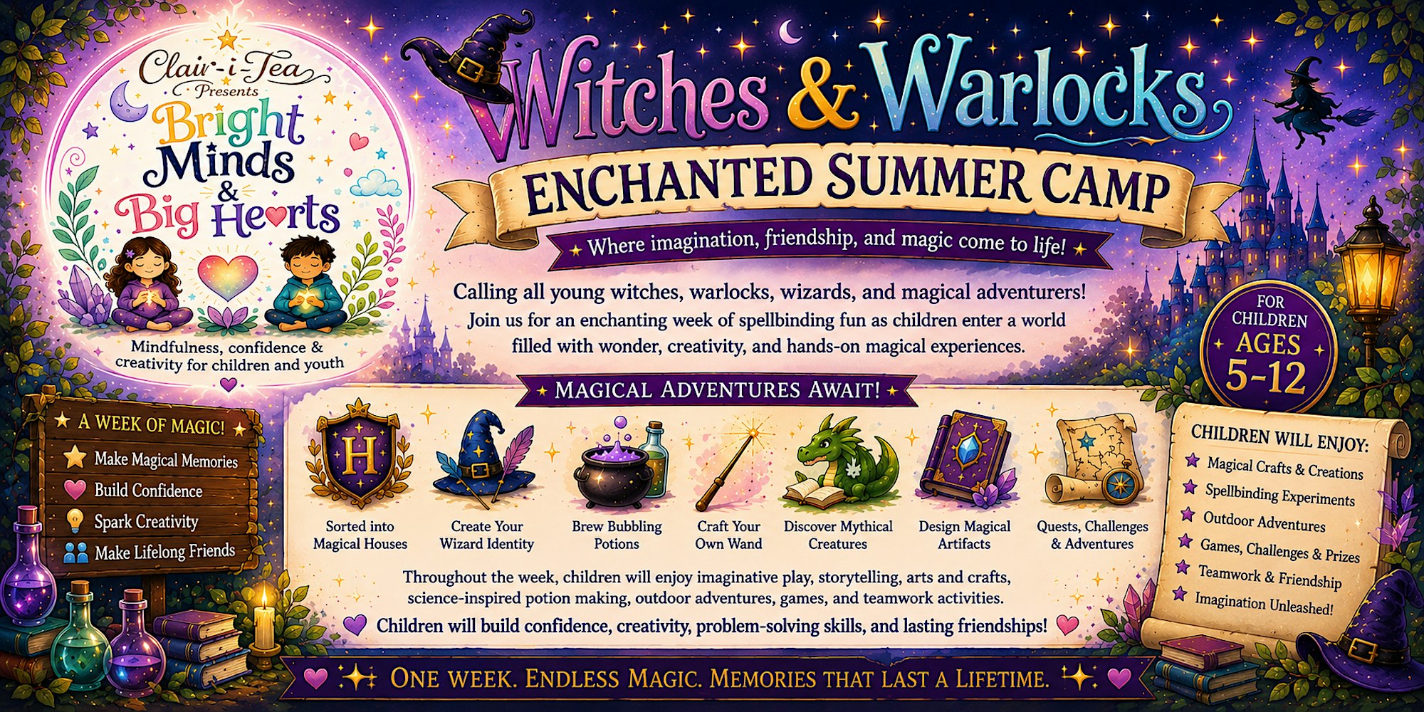 Clair-i-tea Facebook ad: Witches & Warlocks Enchanted Summer Camp