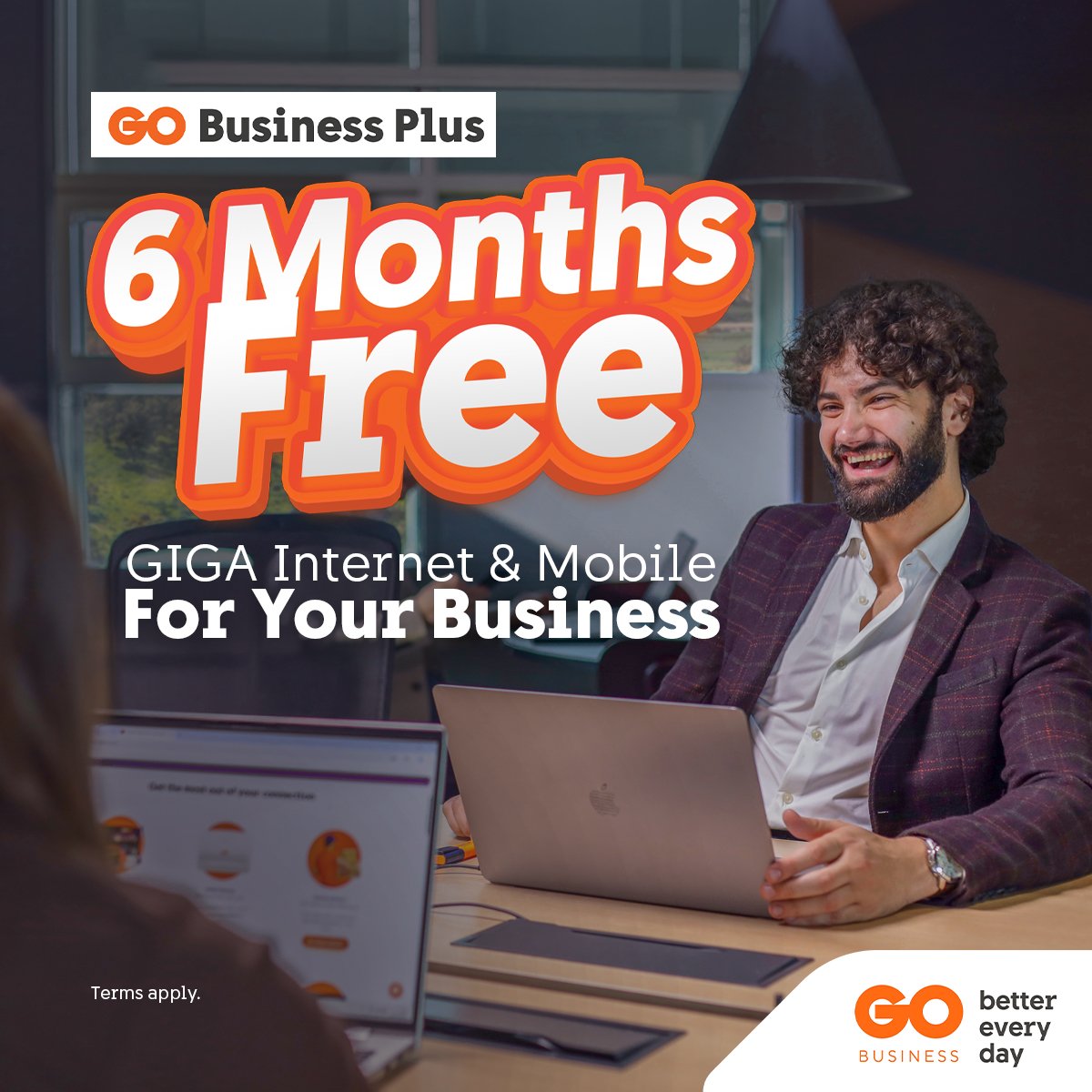 GO Facebook ad: 6 Months Free - GO Business Plus