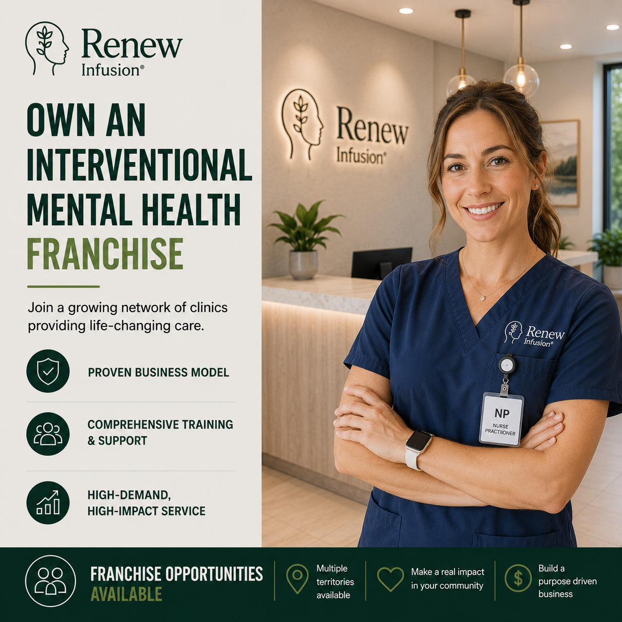 Acquire Connect Facebook ad: Own an Interventional Mental Health Franchise