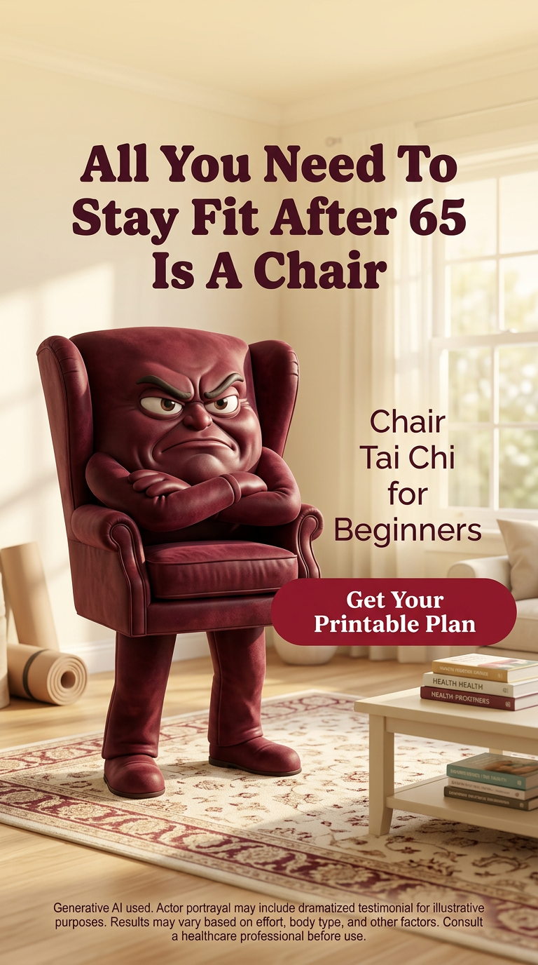 28 Days Chair Tai Chi Challenge Facebook ad: 7 min practice. Real-world strength.