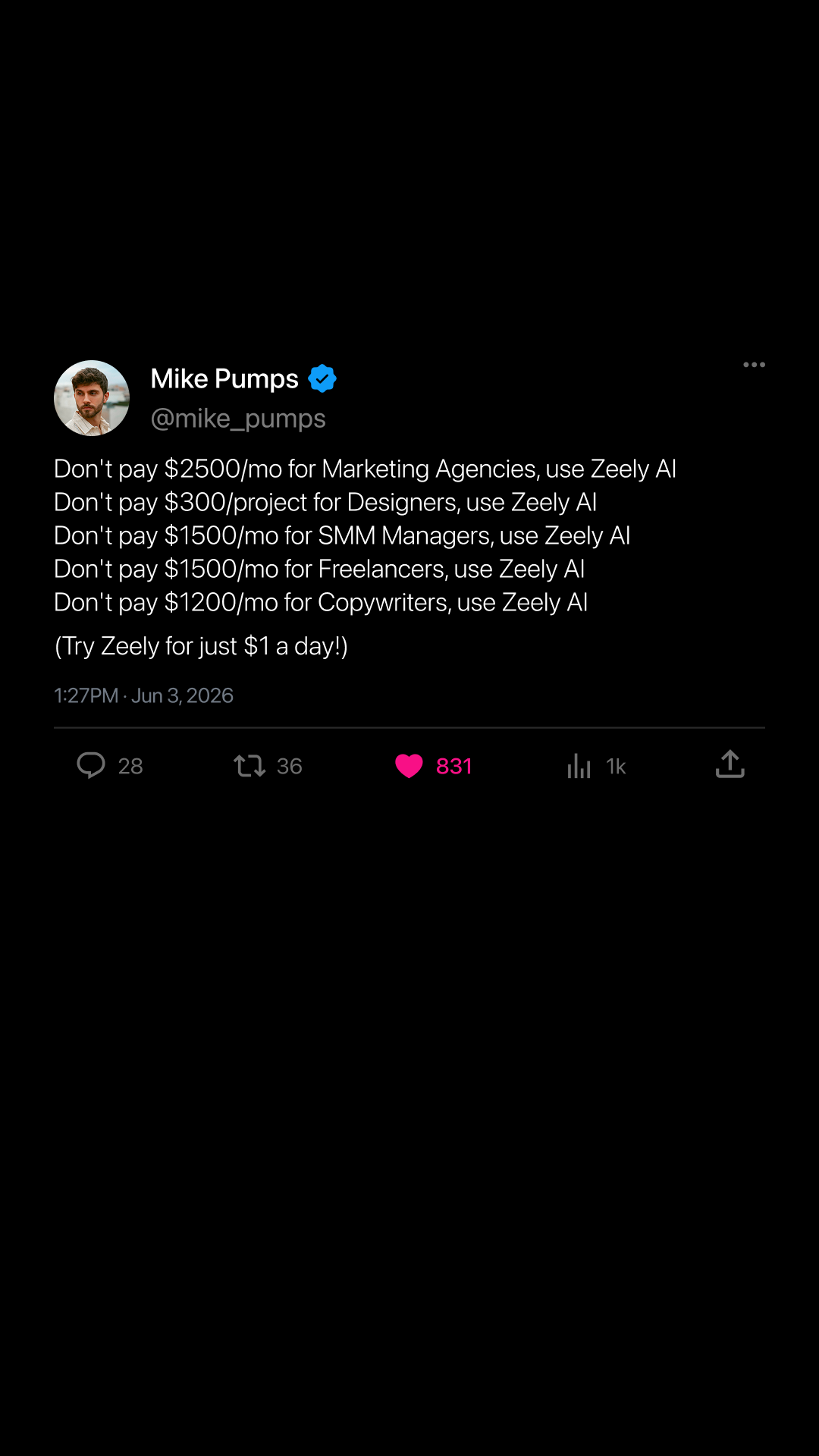 Zeely Facebook ad