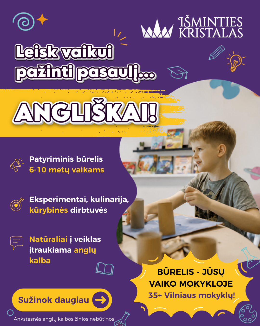 Išminties kristalas - anglų kalba vaikams Facebook ad