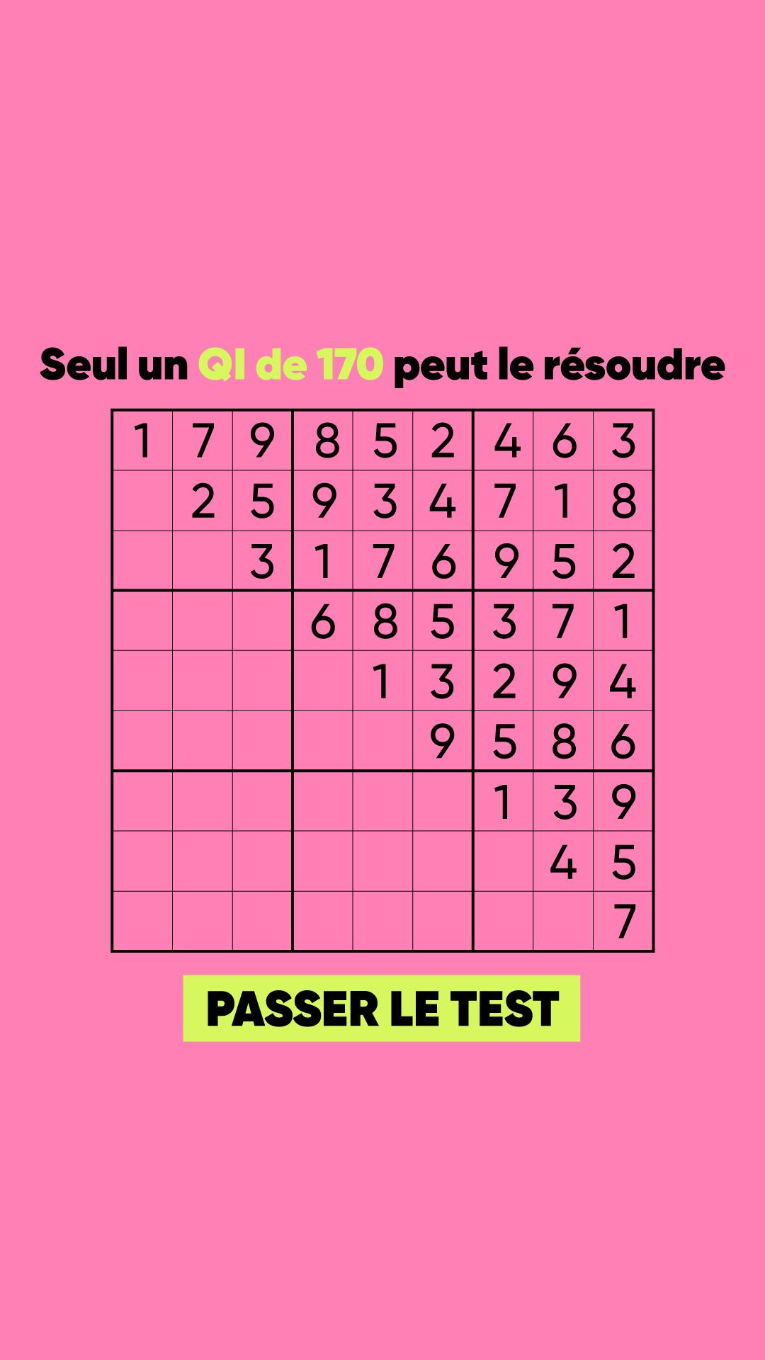 International IQ test Facebook ad