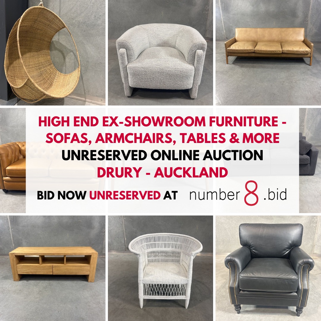 Number 8 Solutions Facebook ad: HIGH END EX-SHOWROOM FURNITURE, SOFAS, ARMCHAIRS, COFFEE…