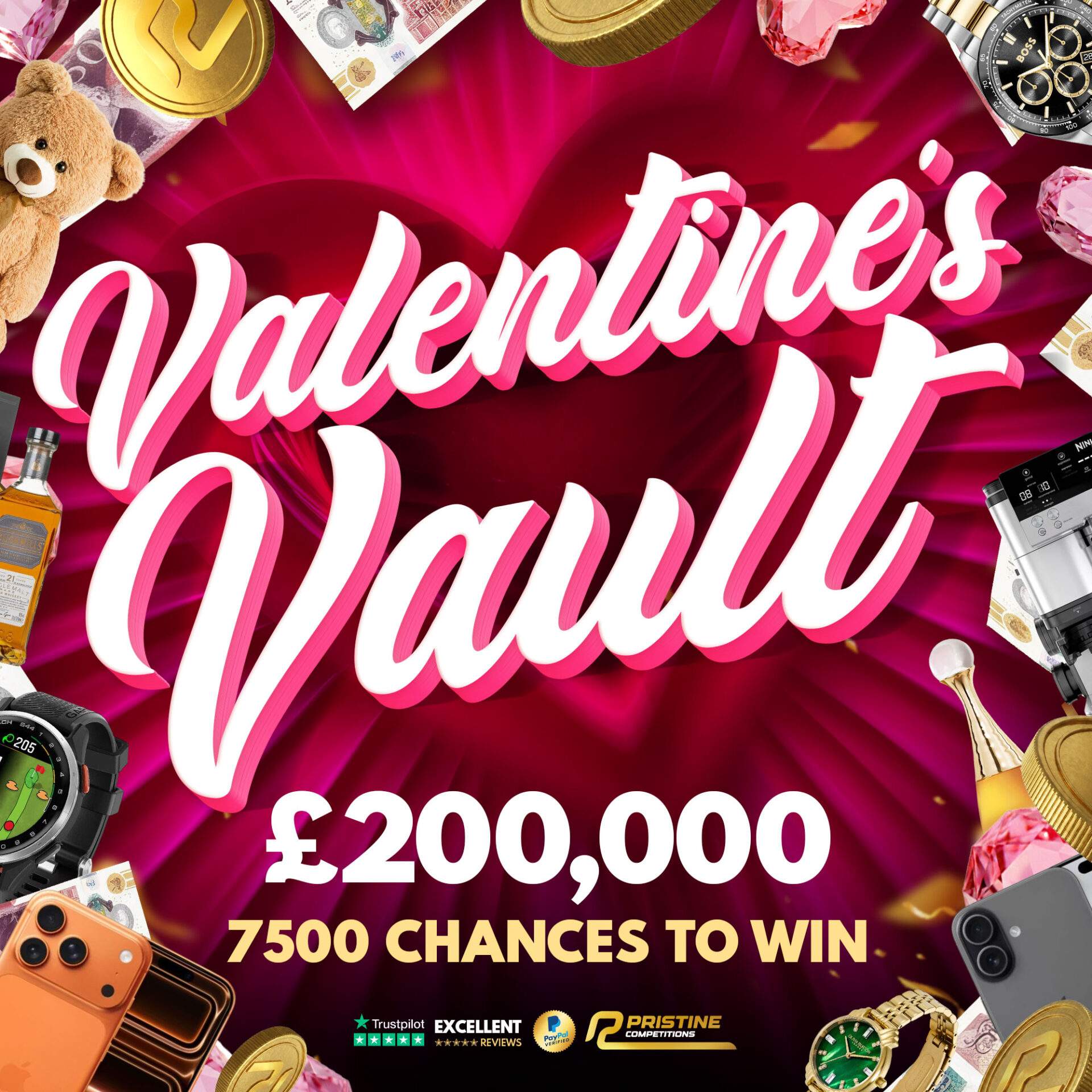 Pristine Competitions UK Facebook ad: WIN Up To £5000 Instantly!