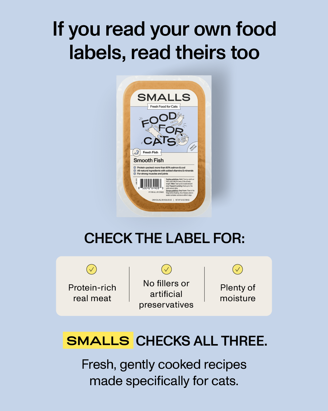 Smalls Facebook ad: Human-Grade Fresh Cat Food