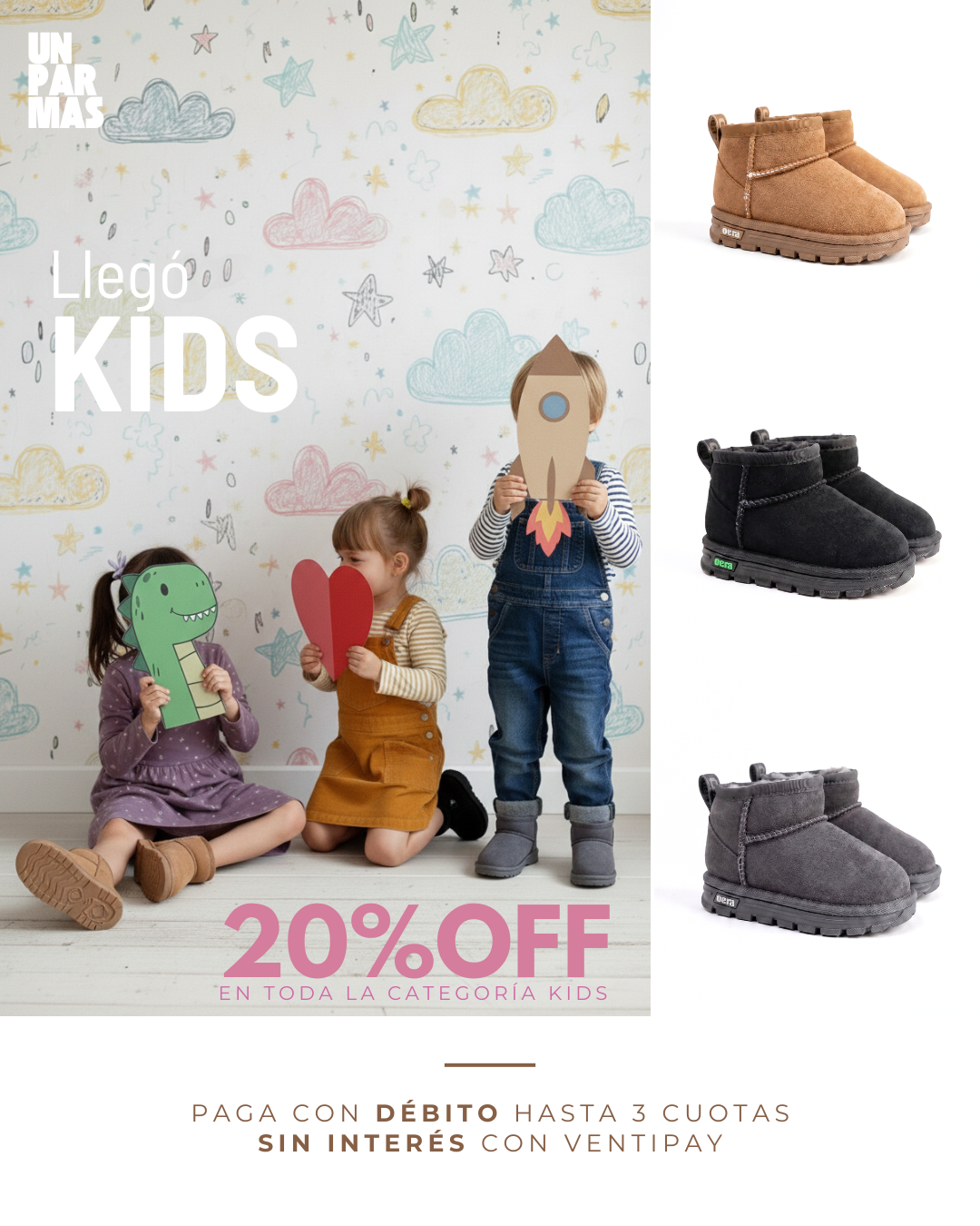 Unparmas.cl Facebook ad: 20% off en todo KIDS