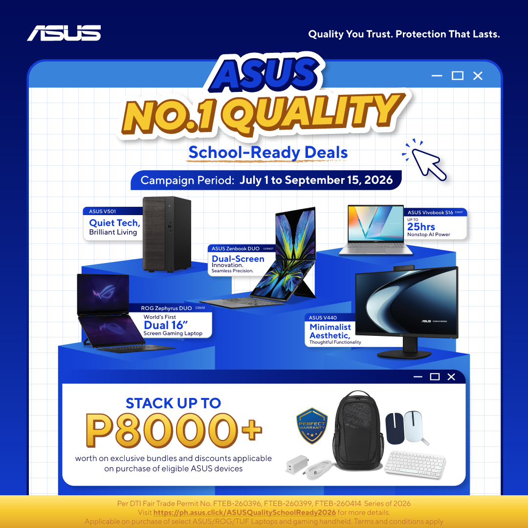 ASUS Facebook ad: LEVEL UP YOUR SCHOOL SETUP, ACHIEVERS.
