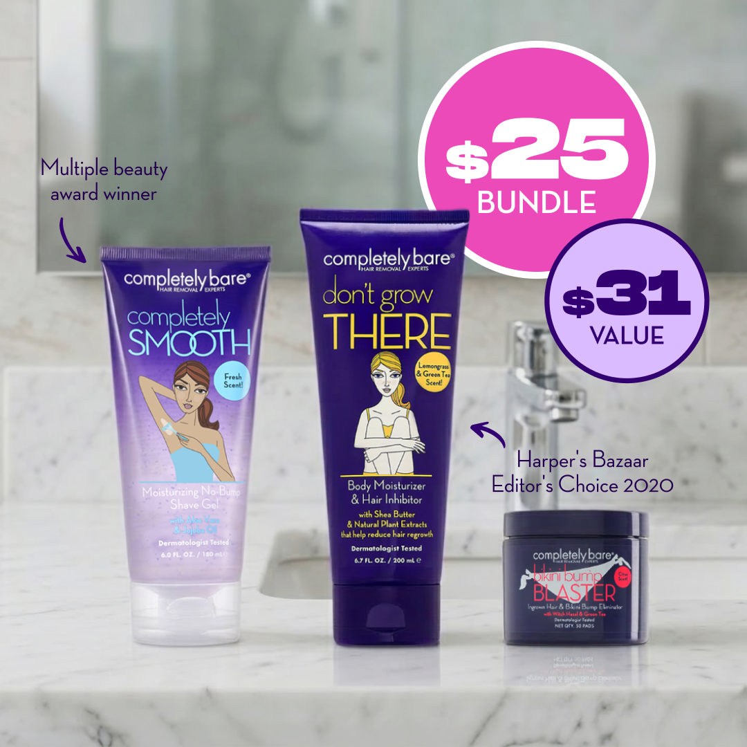 Completely Bare Facebook ad: Tired of shaving every single day just to…