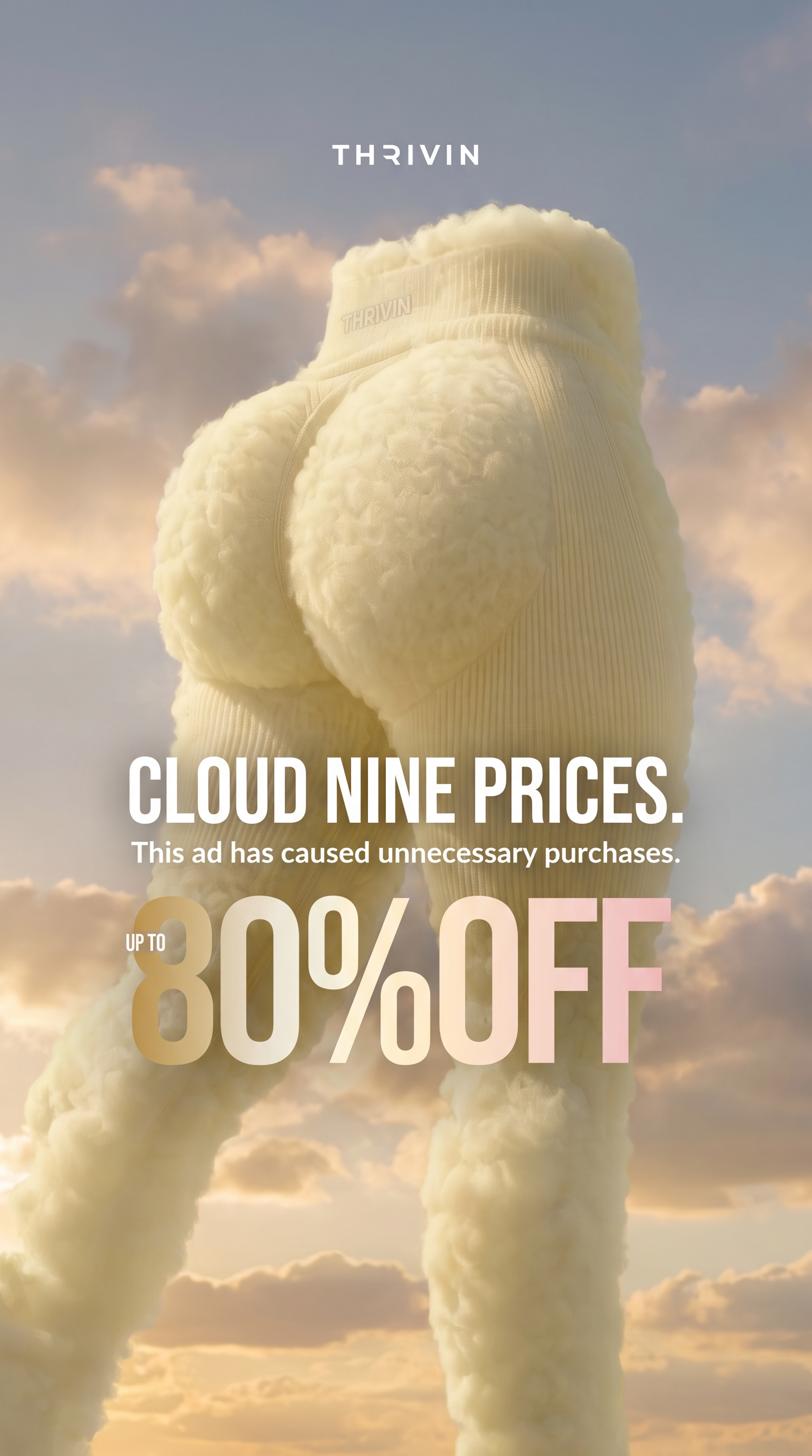 Thrivin. Facebook ad: Up To 80% Off Ends Soon