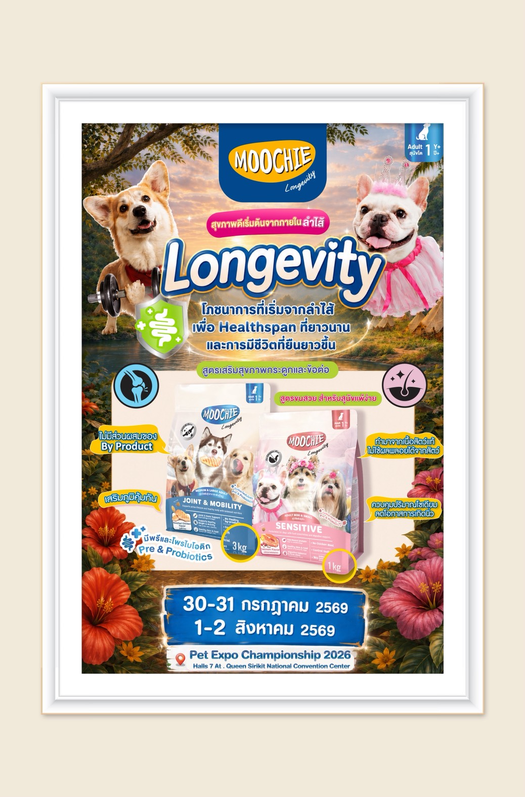 Moochie อาหารเปียกสุนัขและแมว Facebook ad: สุขภาพดี เริ่มต้นจากภายในด้วยลำไส้