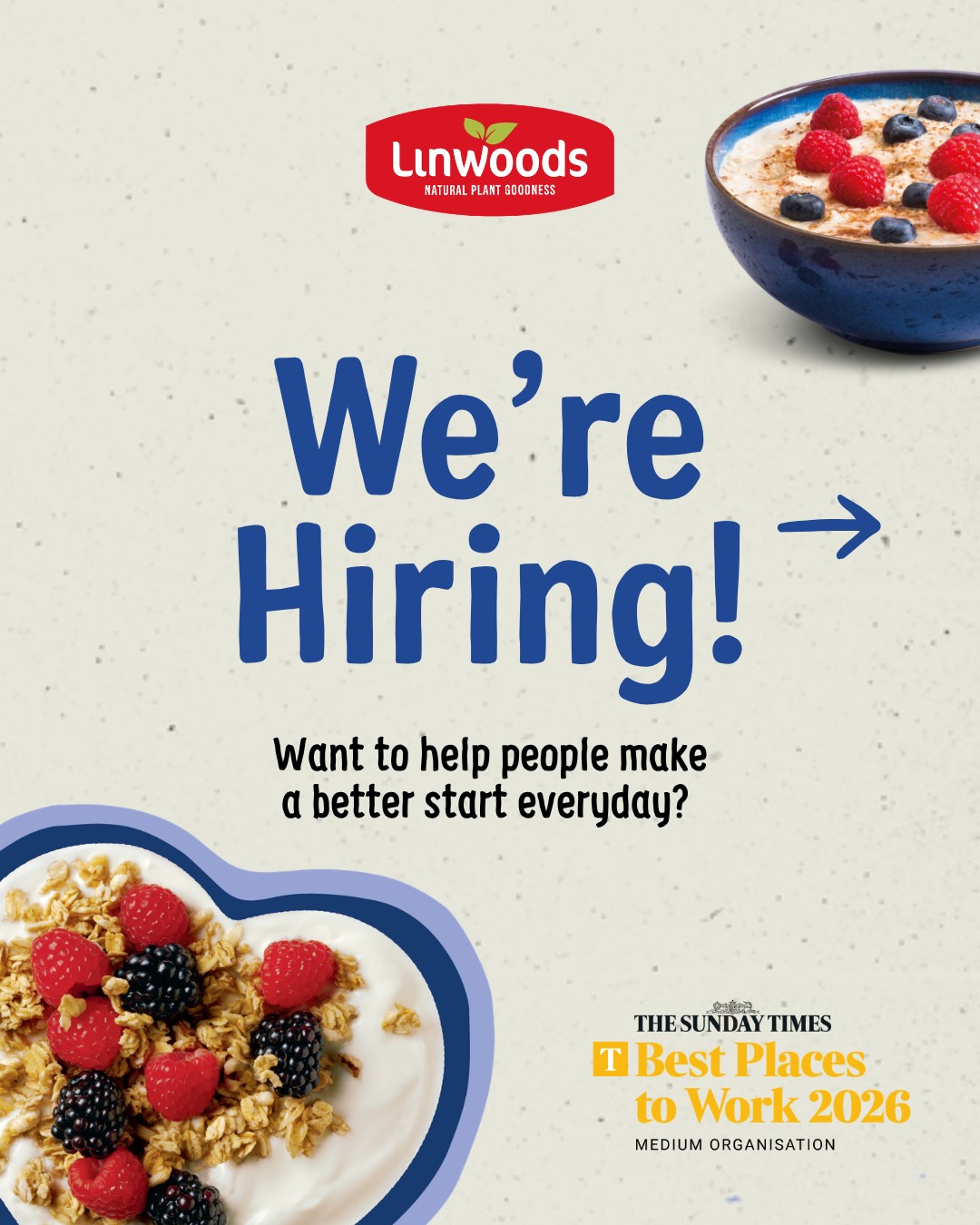 Linwoods Healthfoods Facebook ad: We're Hiring, THREE New Roles!