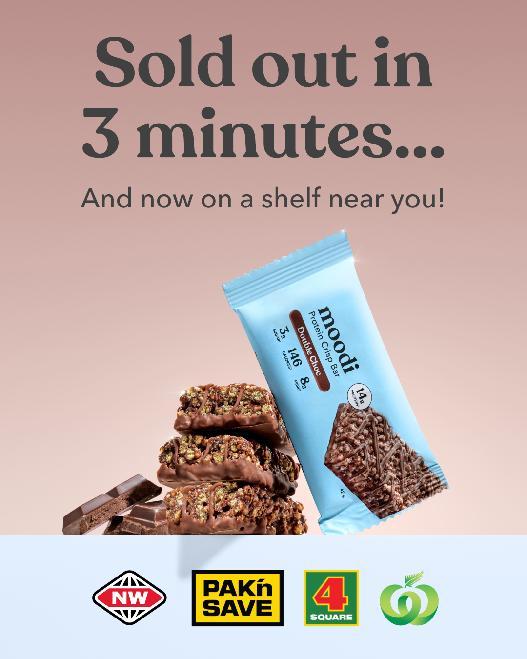 Moodi Facebook ad: NOW IN STORES