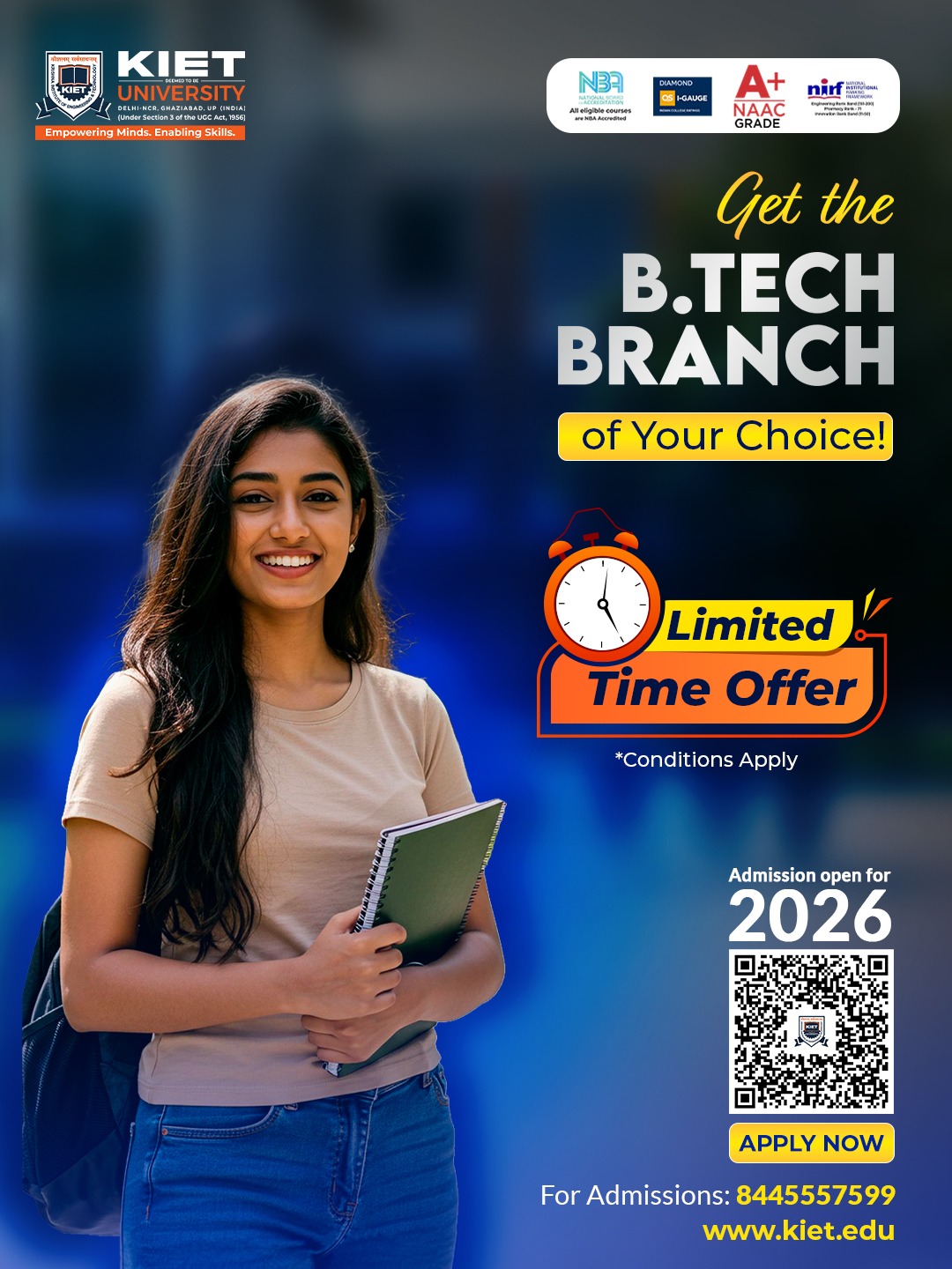 KIET Deemed to be University Facebook ad: Limited Time Offer- BTech