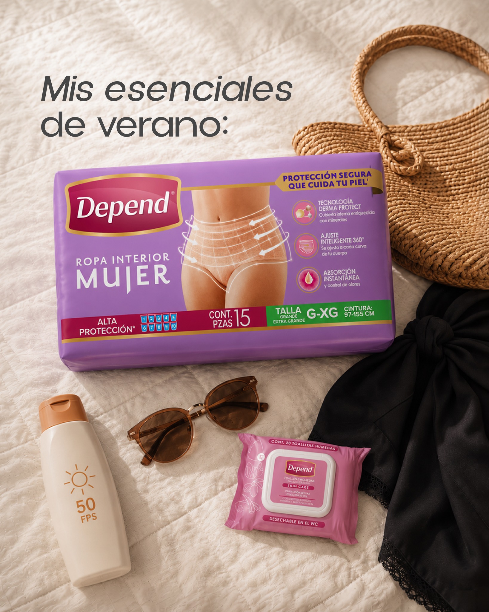 Depend México Facebook ad: Ropa Interior para Incontinencia