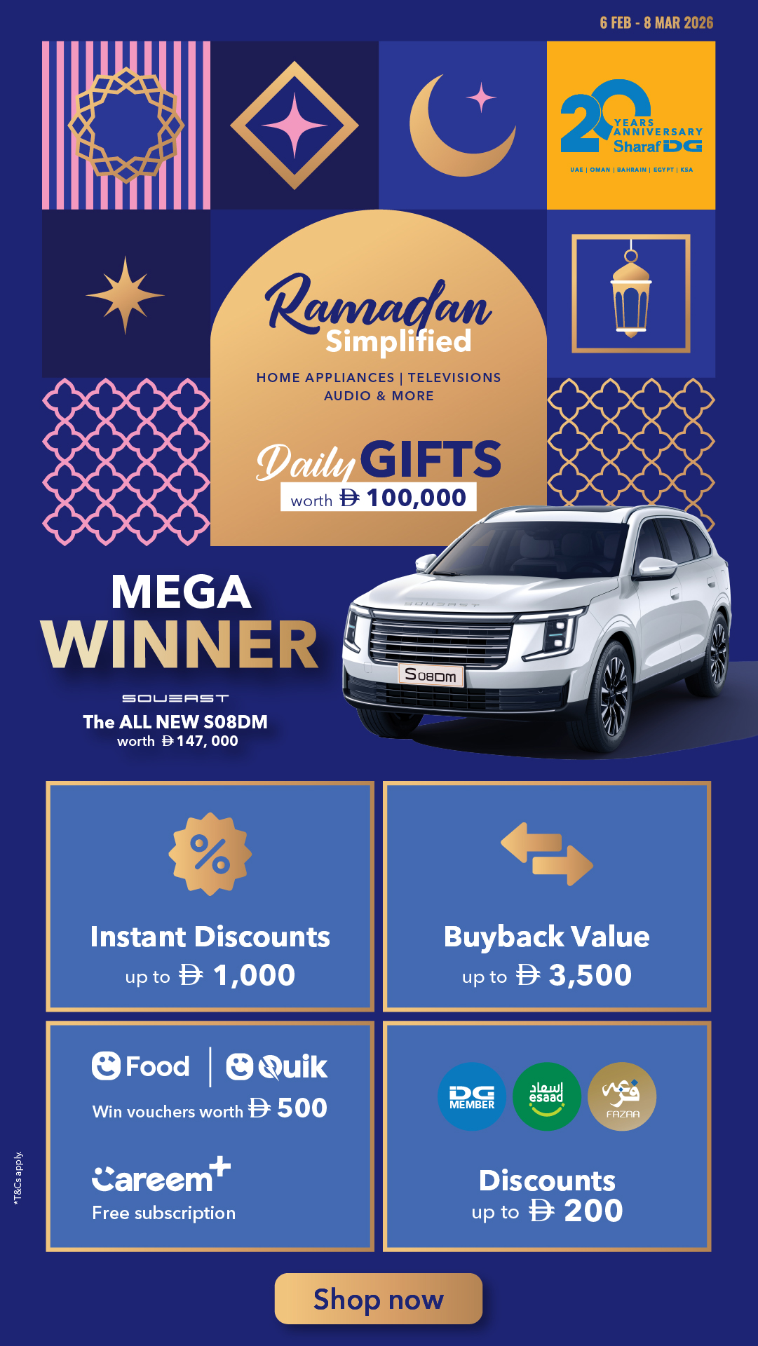Sharaf DG Facebook ad from Feb 19, 2026