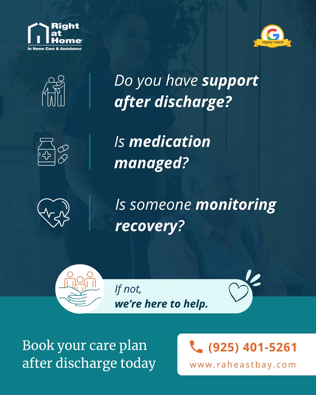 Right at Home East Bay Facebook ad: Discharge to Home Transitional Care | Right at Home East Bay