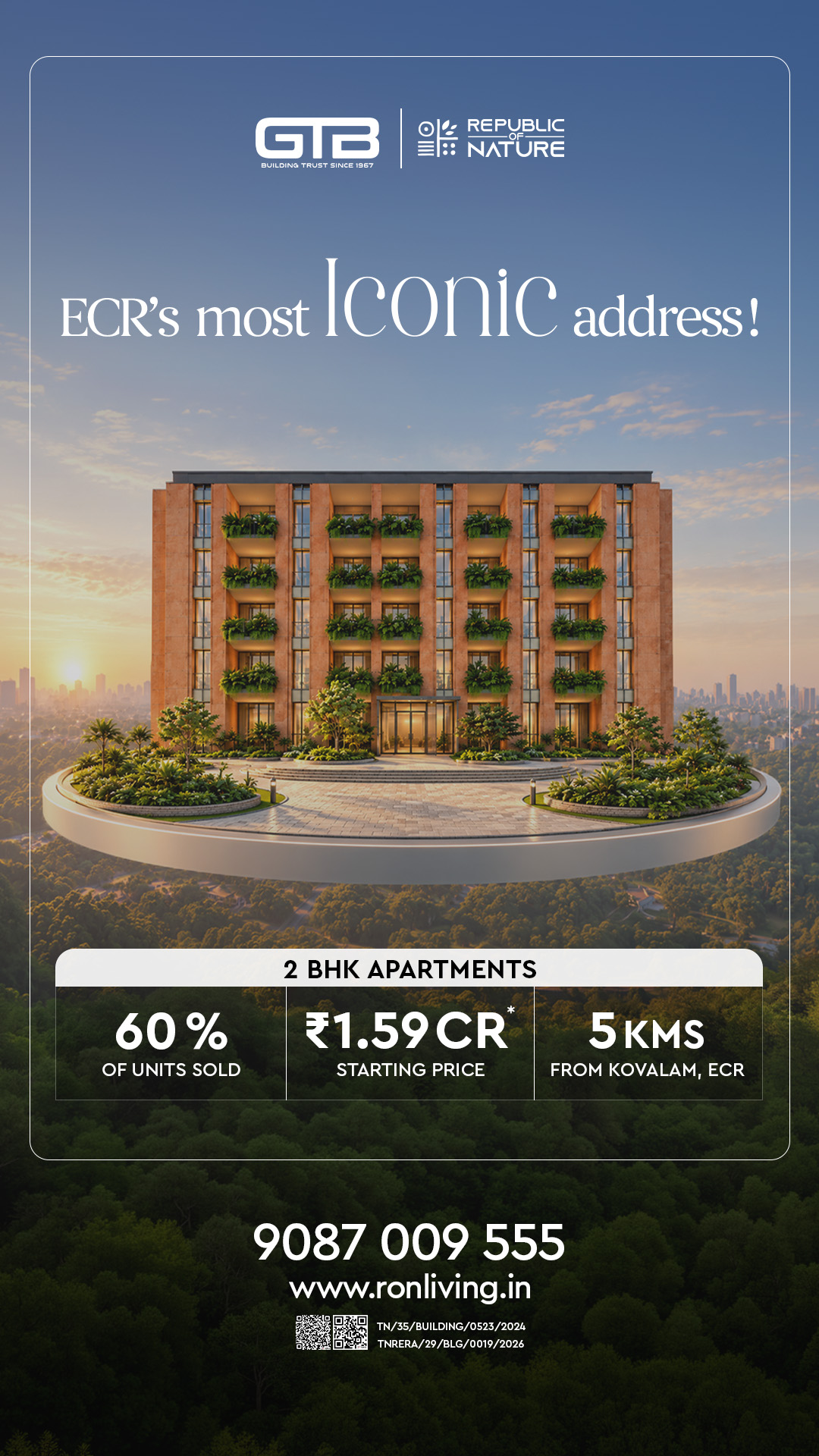 Republic Of Nature -RON Facebook ad: Luxury 2 BHK Apartments from ₹1.59 Cr