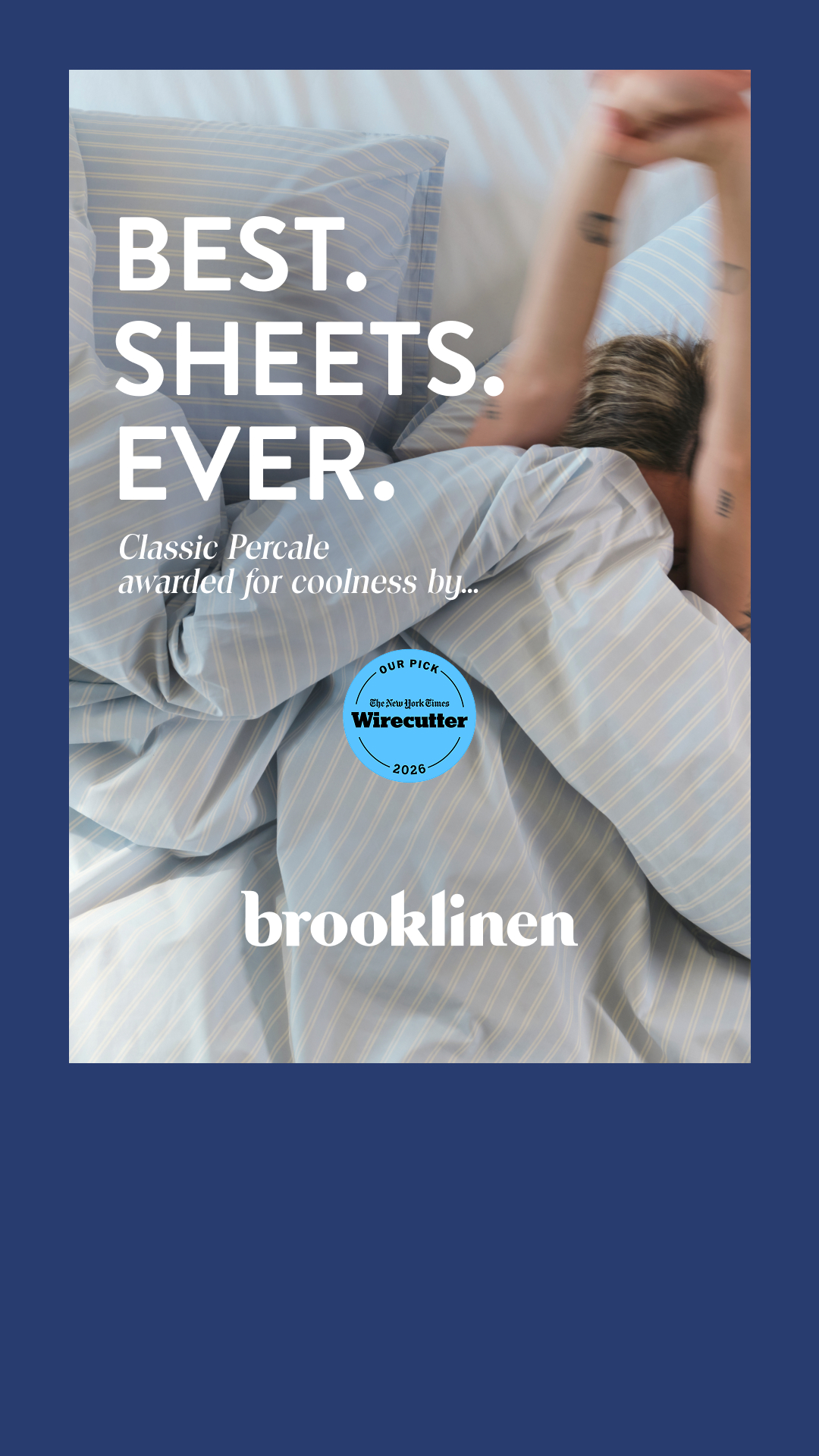 Brooklinen Facebook ad: Sleep With an Award-Winner