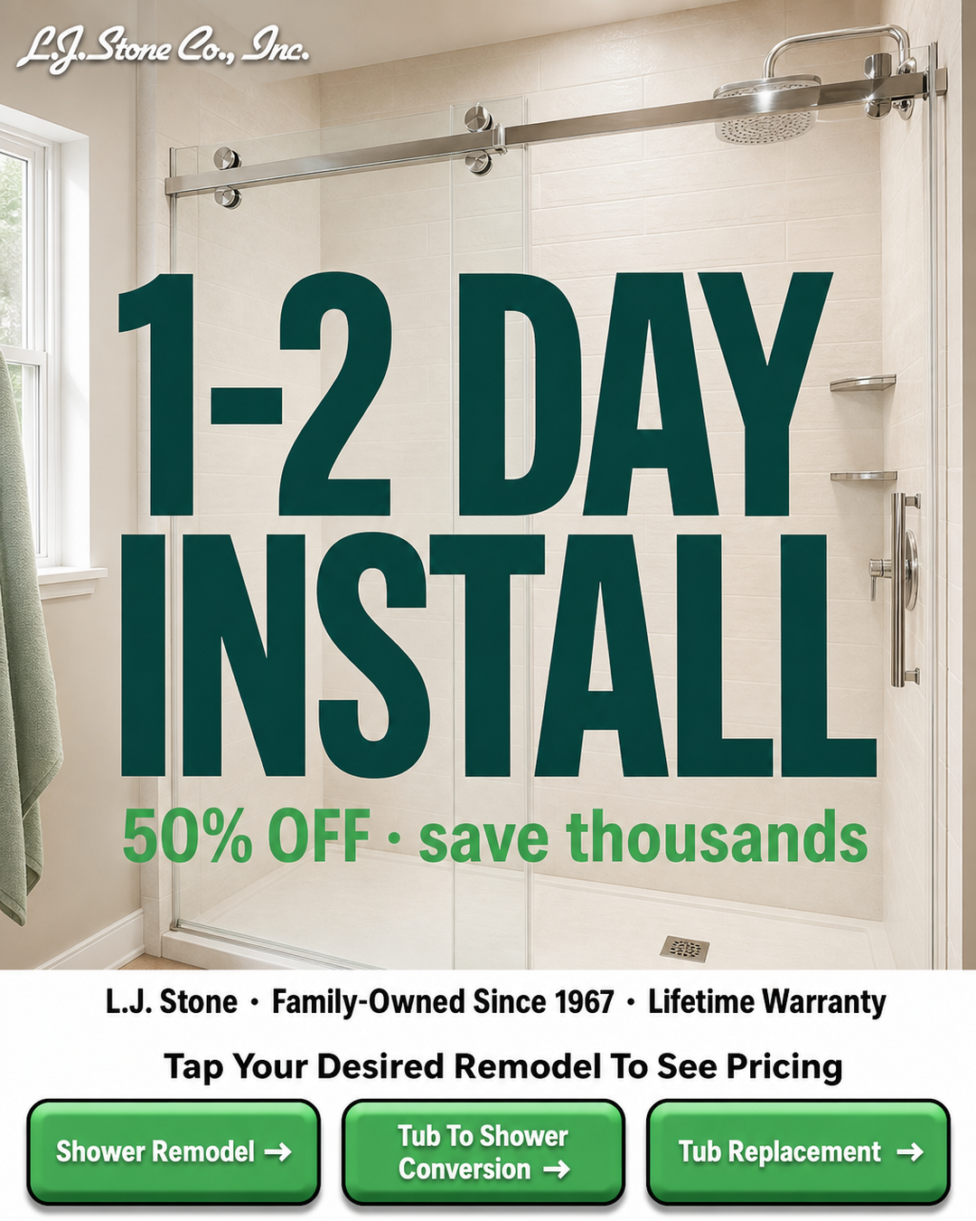 LJ Stone Bath Remodel Facebook ad