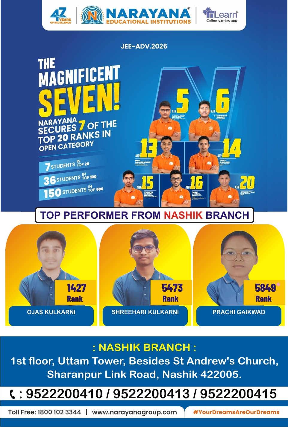 Narayana IIT JEE & NEET Coaching Institute Nashik Facebook ad